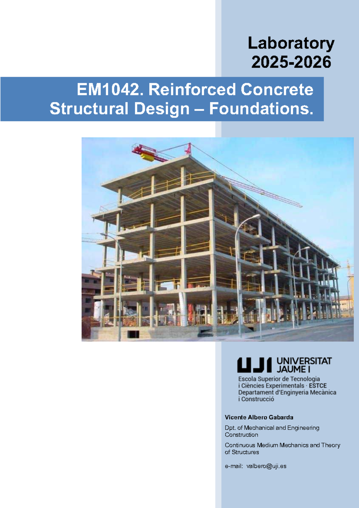 Laboratory 1: EM1042 Reinforced Concrete Design Foundations Task 2025 ...