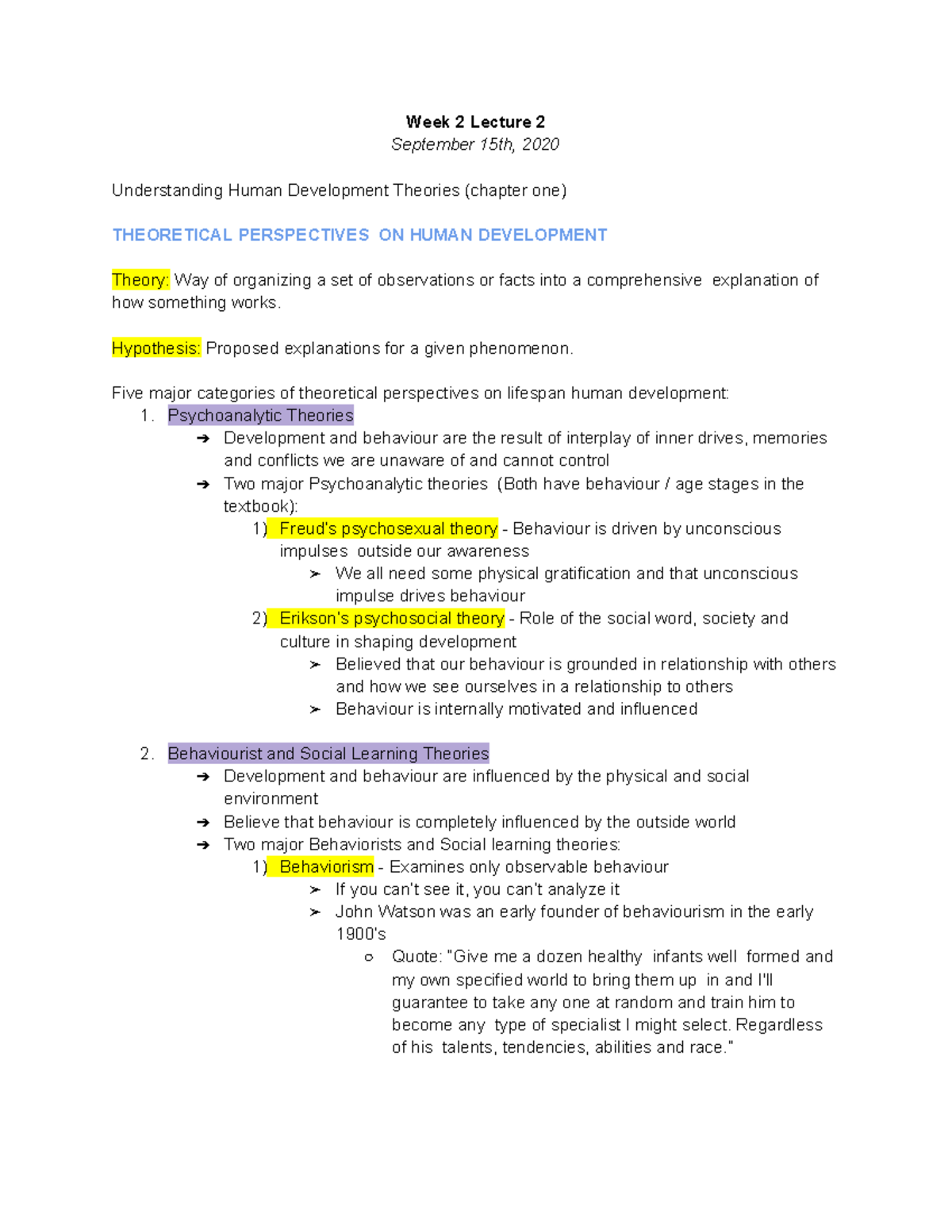 Week 2 Lecture 2: Understanding Human Development Theories (Chapter 1 ...