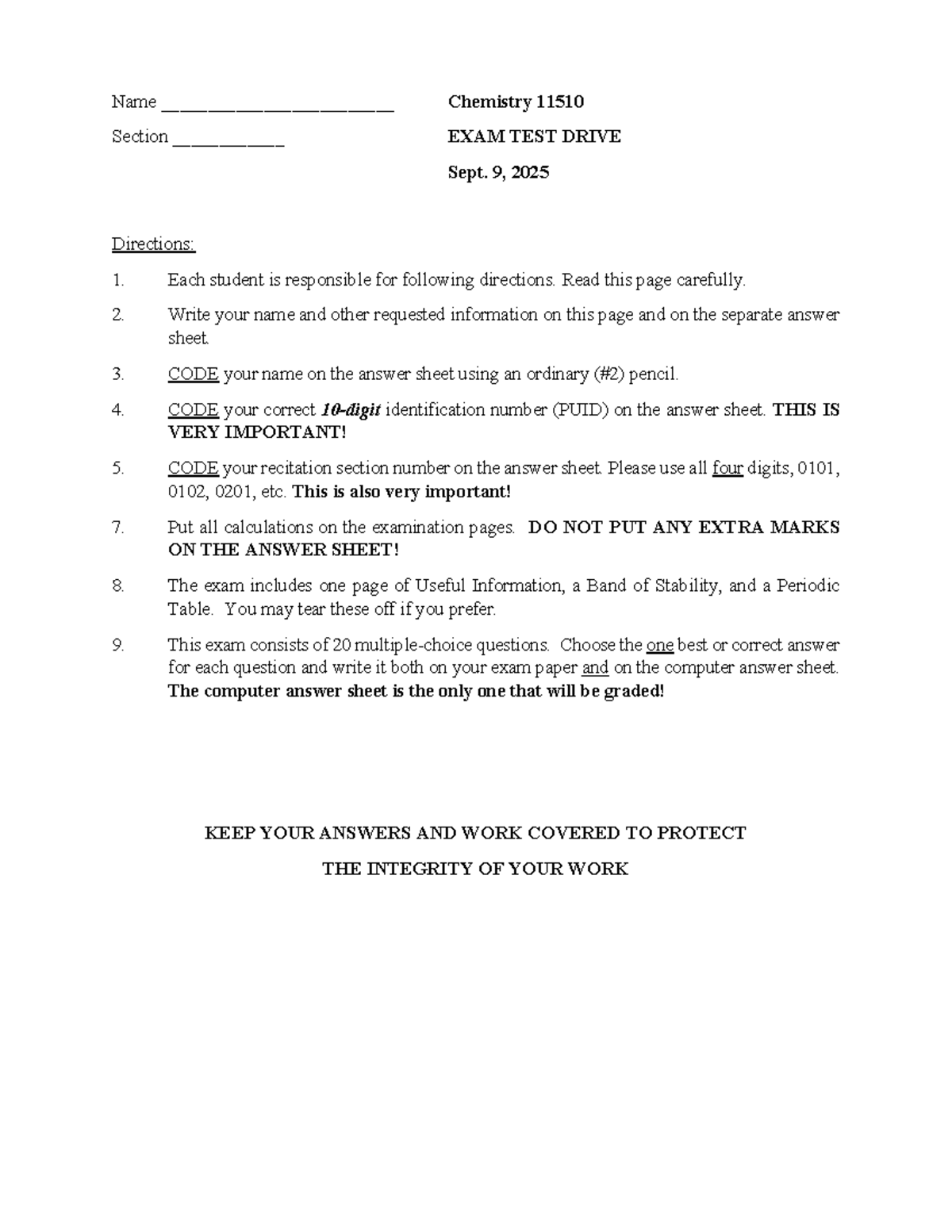 CHM 11510 Final Exam Test Drive Questions & Answers (Sept 2025) - Studocu