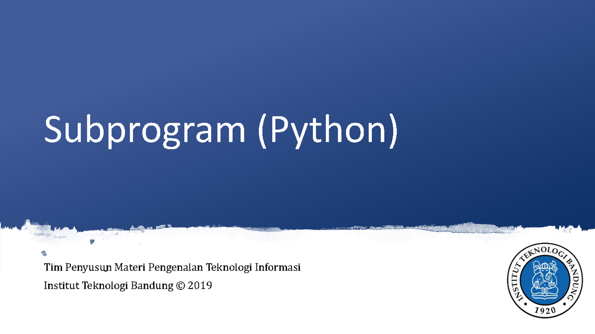 Mgg09 KU1102 2 PY Subprogram - Subprogram (Python) Tim ...