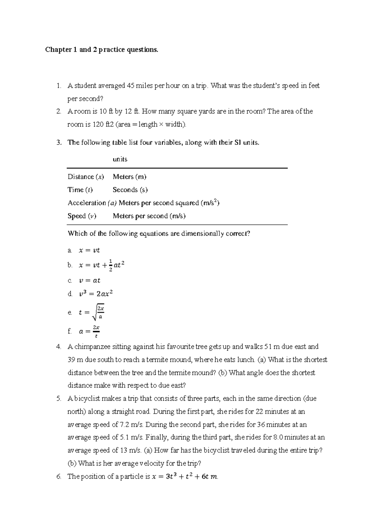 Chapter 1 and 2 practice questions - Chapter 1 and 2 practice questions ...
