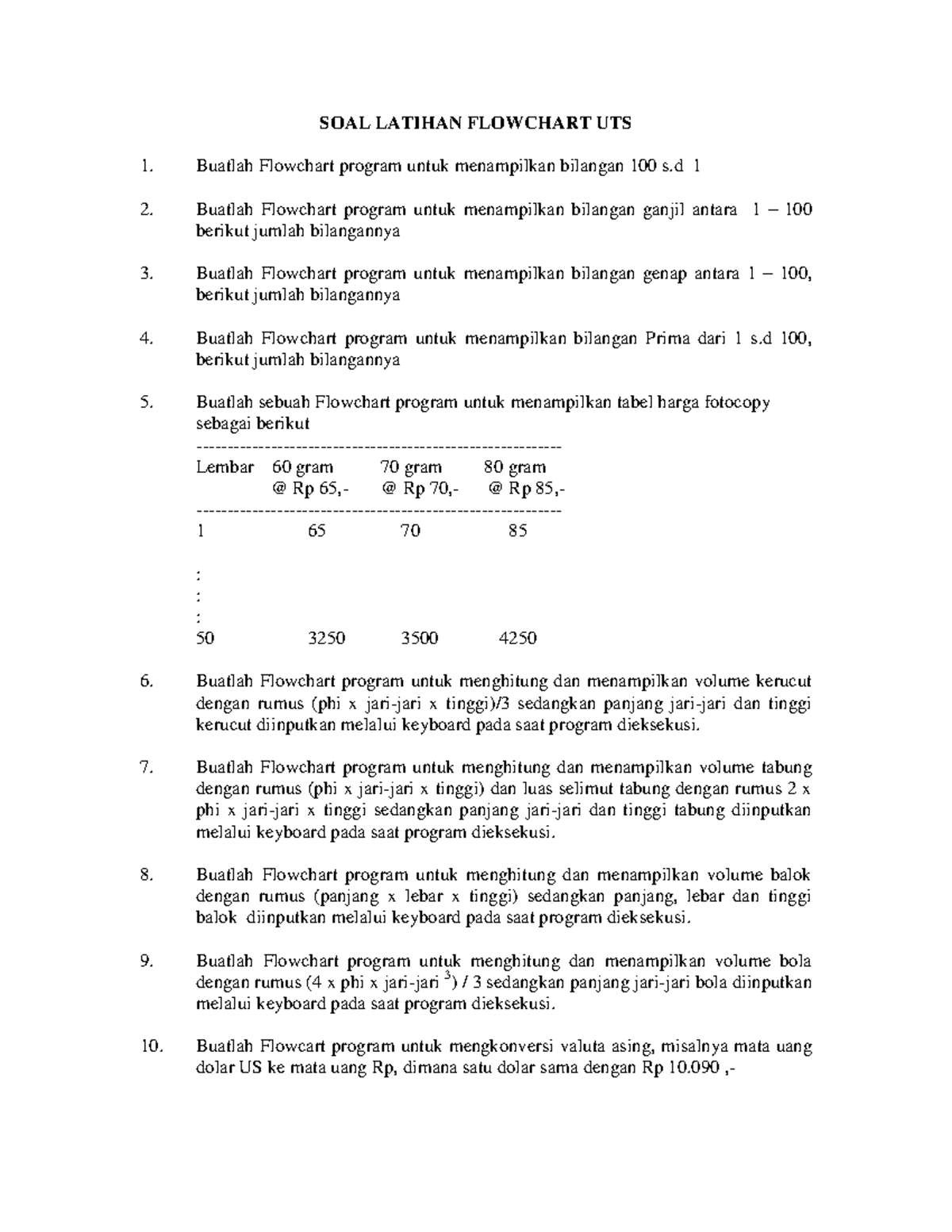 Flowchart Latihan UTS - Lecture Notes 1 on Programming Concepts - Studocu
