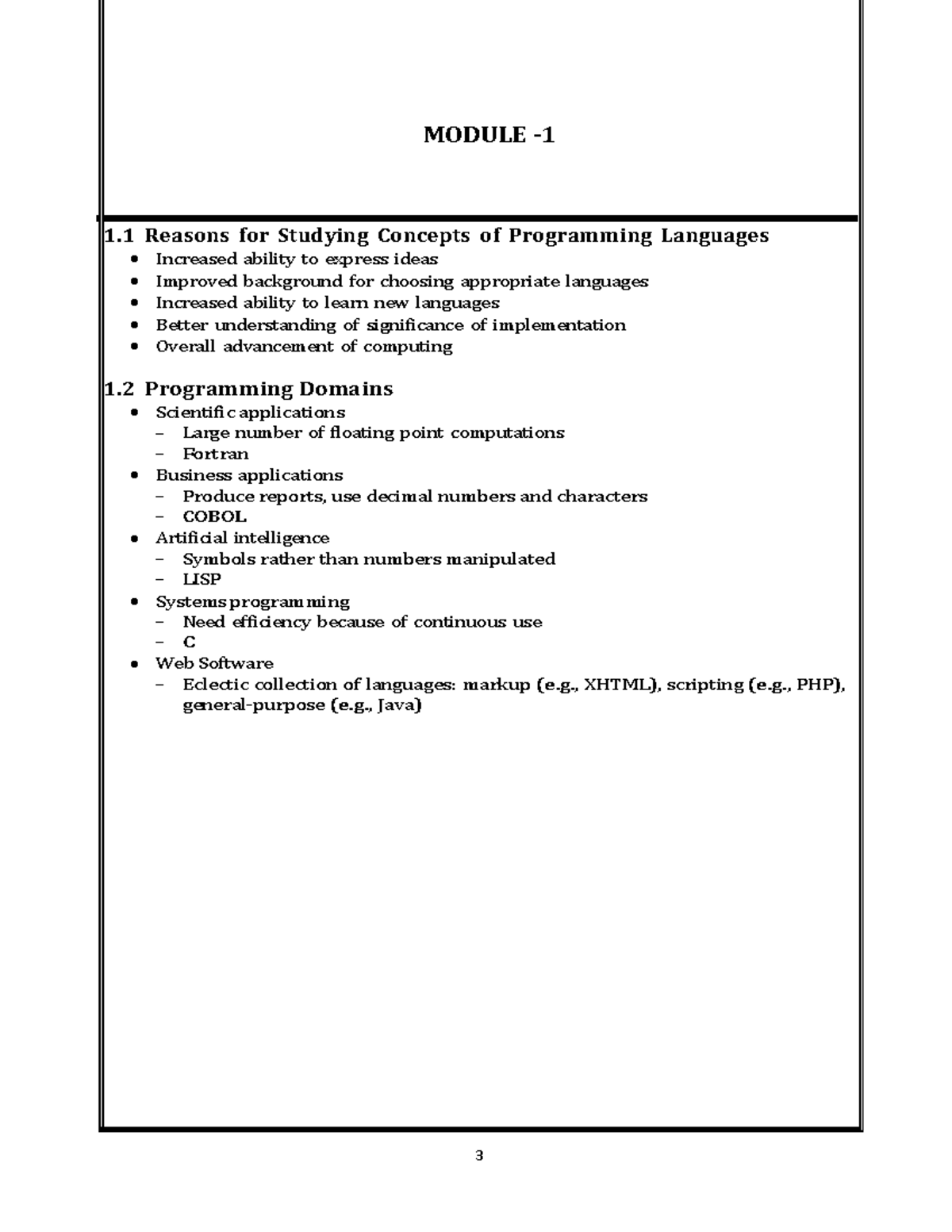PpModule 1: Concepts of Programming Languages and Evaluation Criteria ...