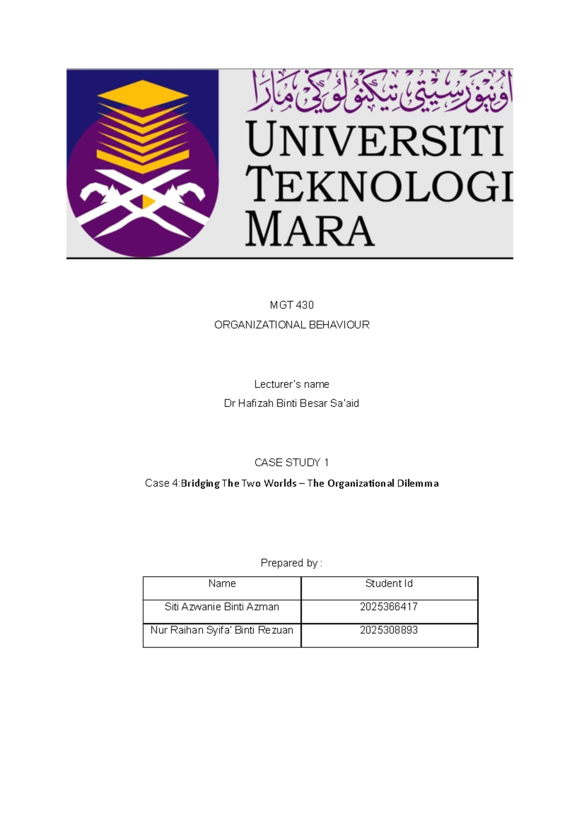 MGT 430 Case Study: Bridging Communication Gaps in Organizations - Studocu