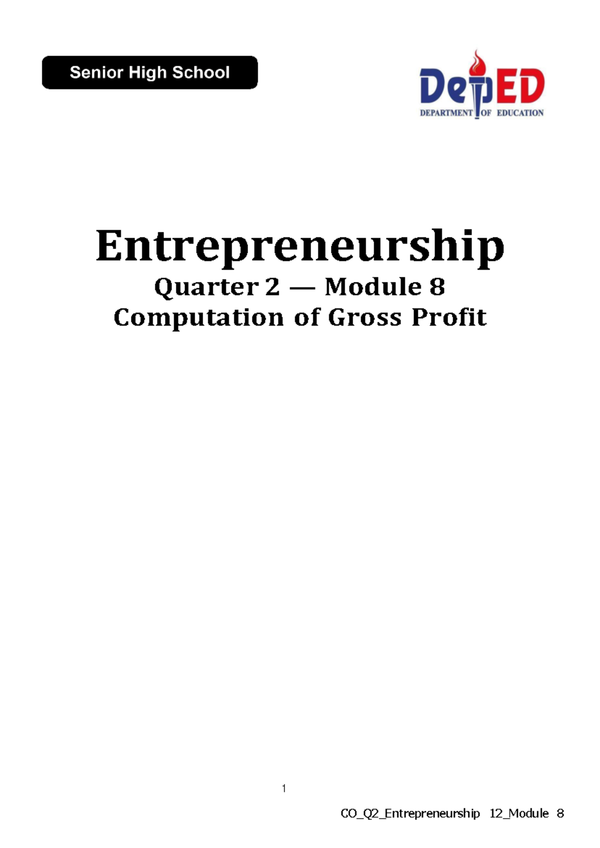 Entrep-Q4 M3 - module - ####### 1 Entrepreneurship Quarter 2 — Module 8 ...