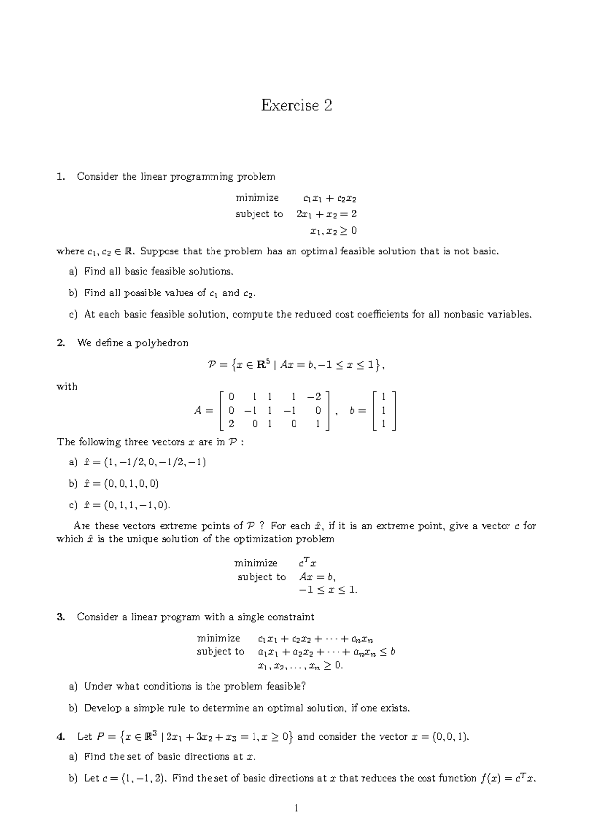 Exercise 2 - Linear Programming Solutions and Analysis - Studocu
