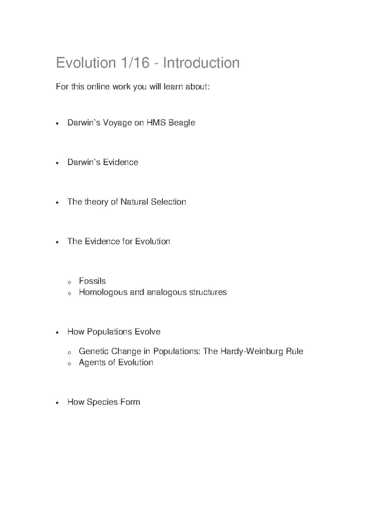 Evolution (BIO101): Understanding Biodiversity & Natural Selection ...
