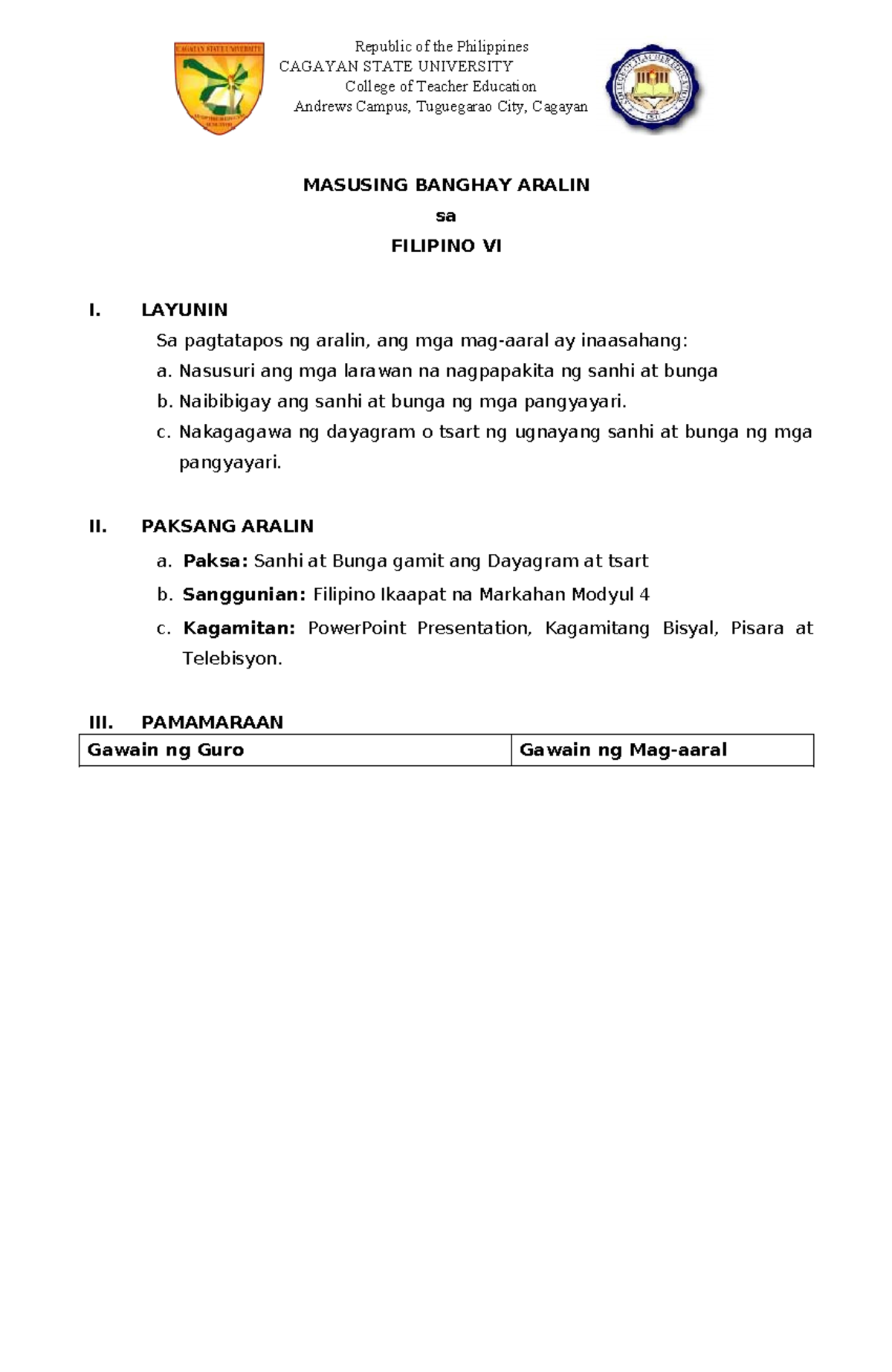 Detailed Lesson PLAN in Filipino VI 1 compressed - CAGAYAN STATE ...