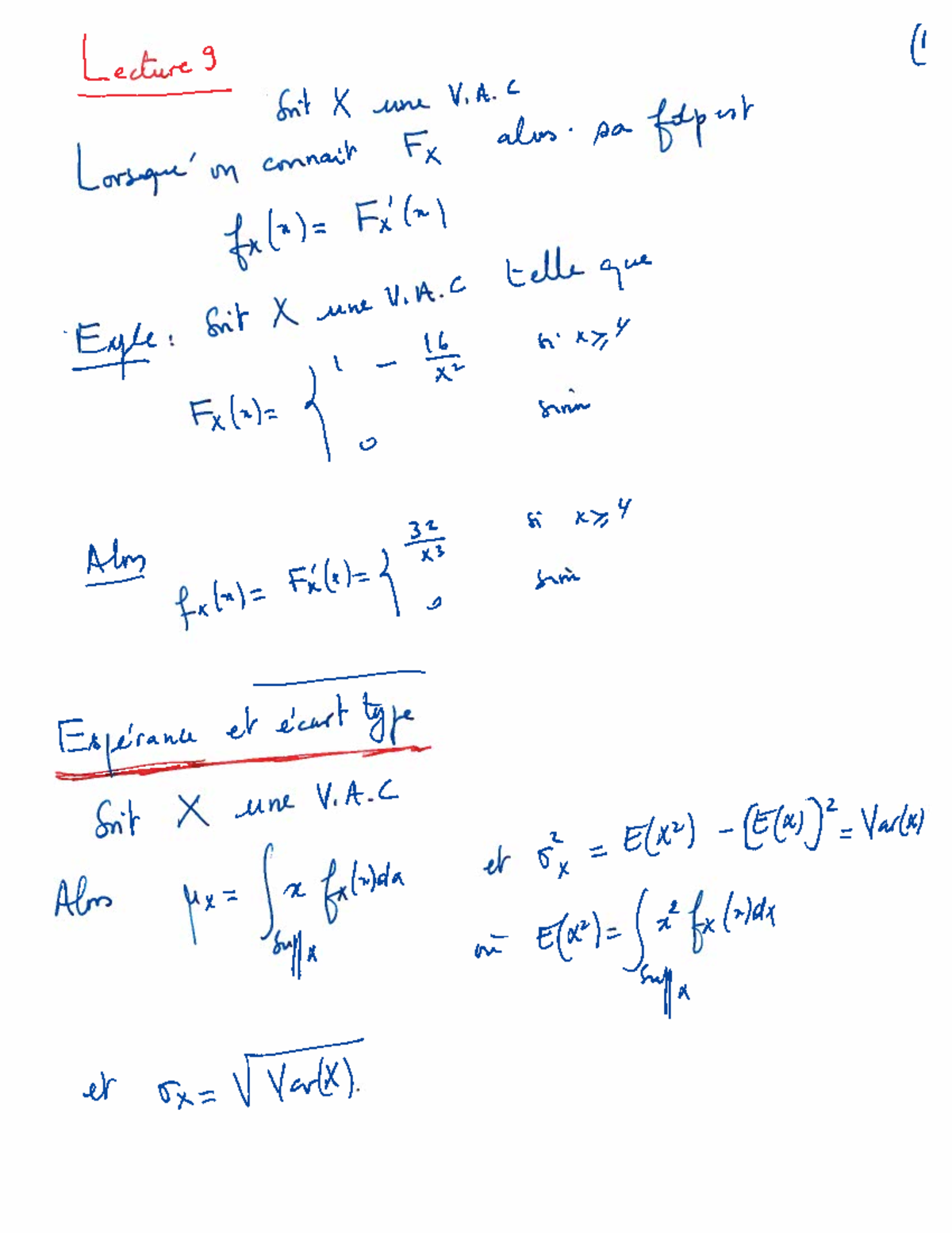 Lecture 9 - Variables Aléatoires et Loi Uniforme (UV Math) - Studocu