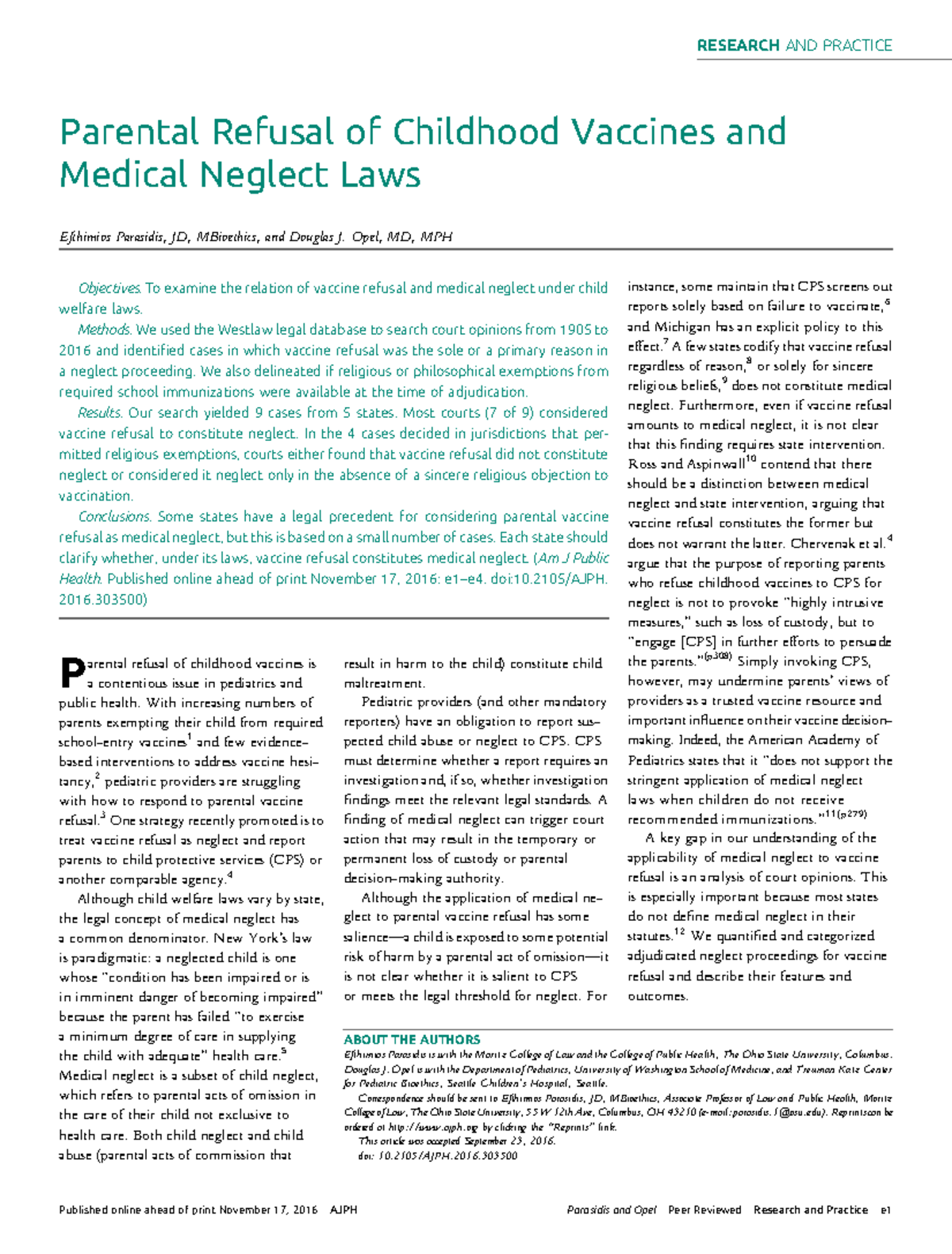 Parental Vaccine Refusal And Medical Neglect Legal Insights Research