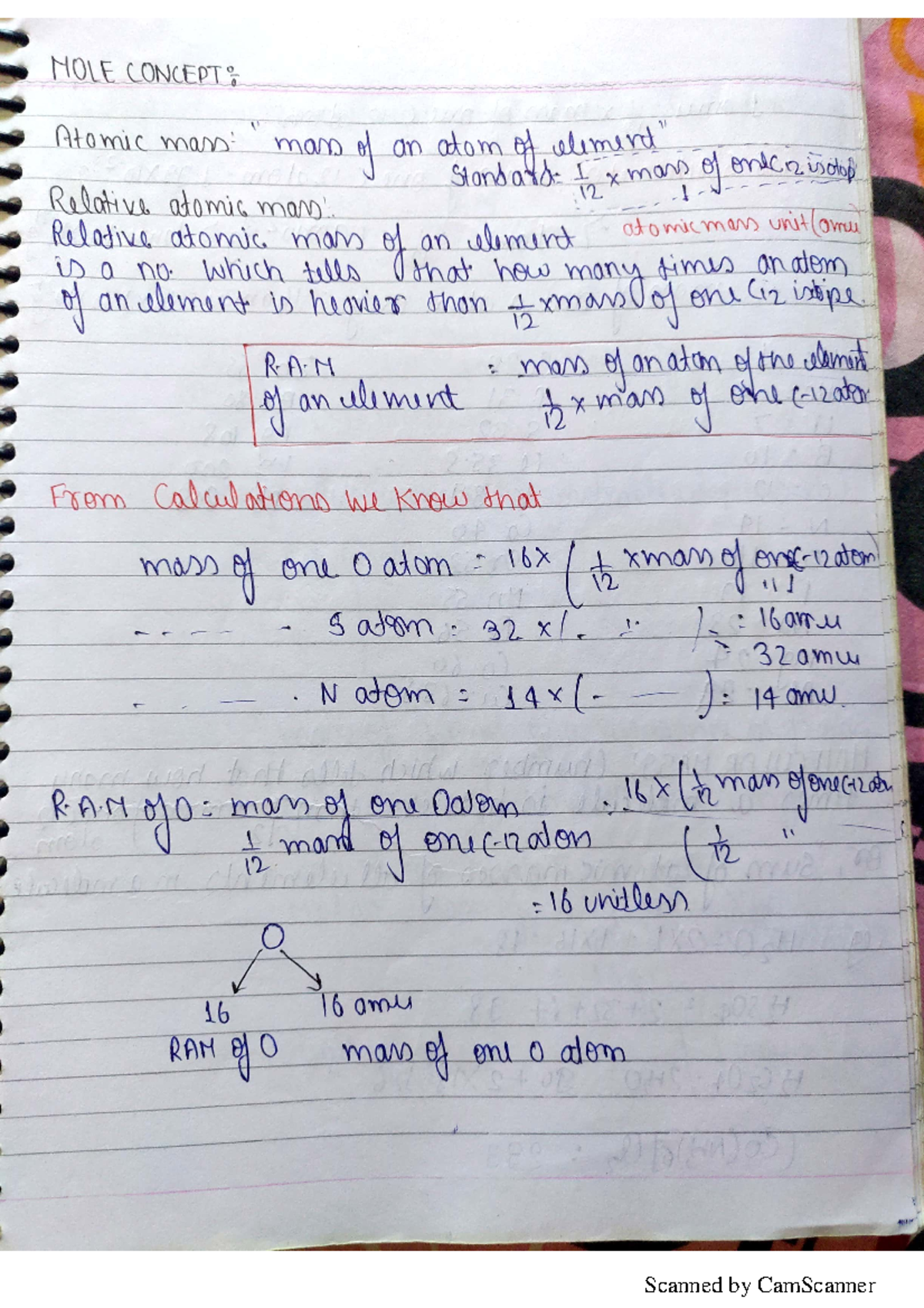 Mole - notes - MOLE CONCEPT: Atomic mass man of an atom of element ...