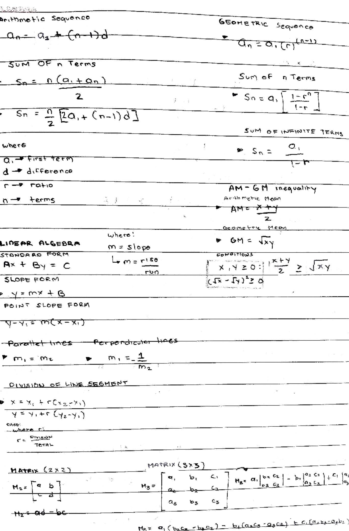 Algebra Formulas: Arithmetic & Geometric Sequences and More - Studocu