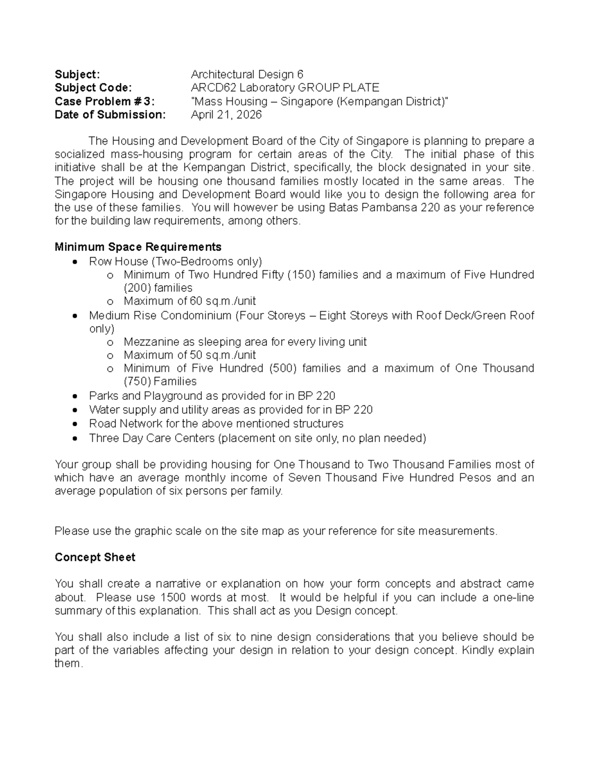 Mass Housing Design Project ARCD62: Case Study for Kempangan, Singapore ...