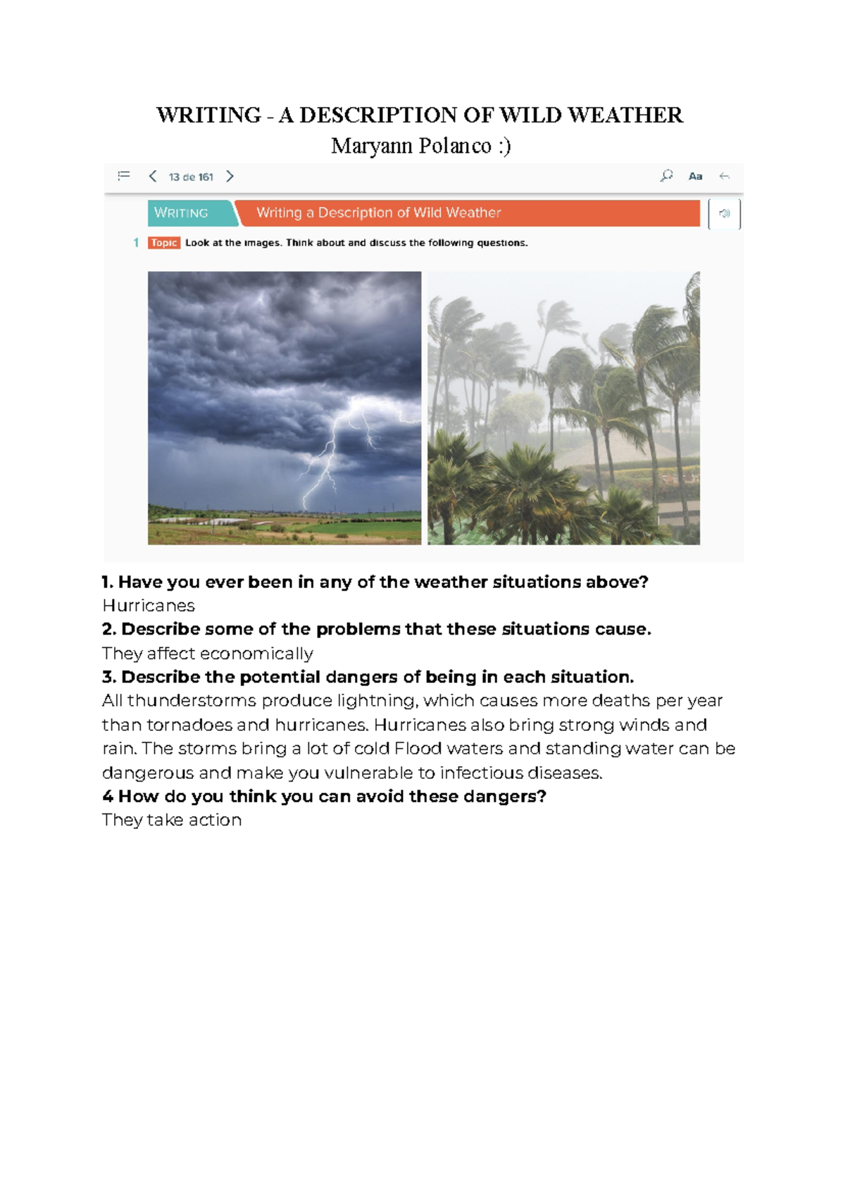 Writing - A Description OF WILD Weather - WRITING - A DESCRIPTION OF ...
