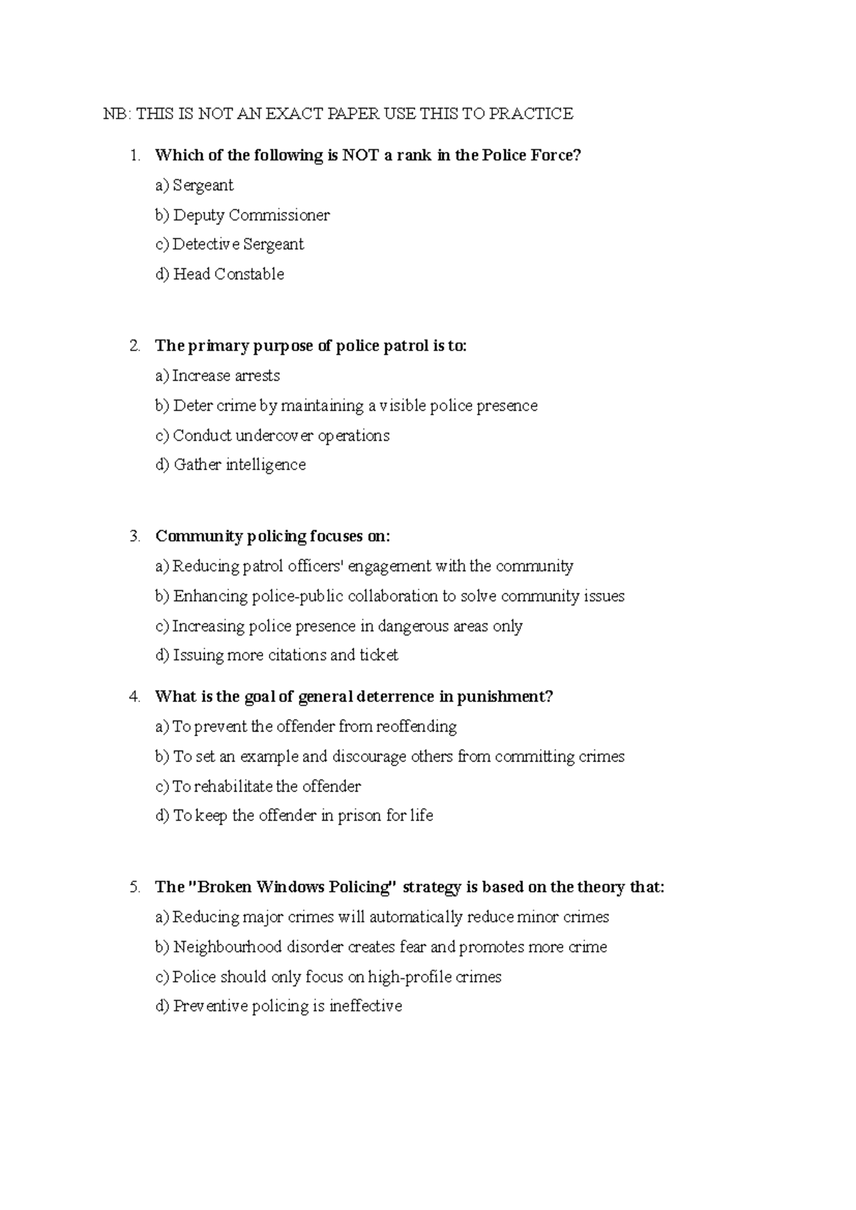 Criminology 101 Final Exam Practice Questions and Answers - Studocu