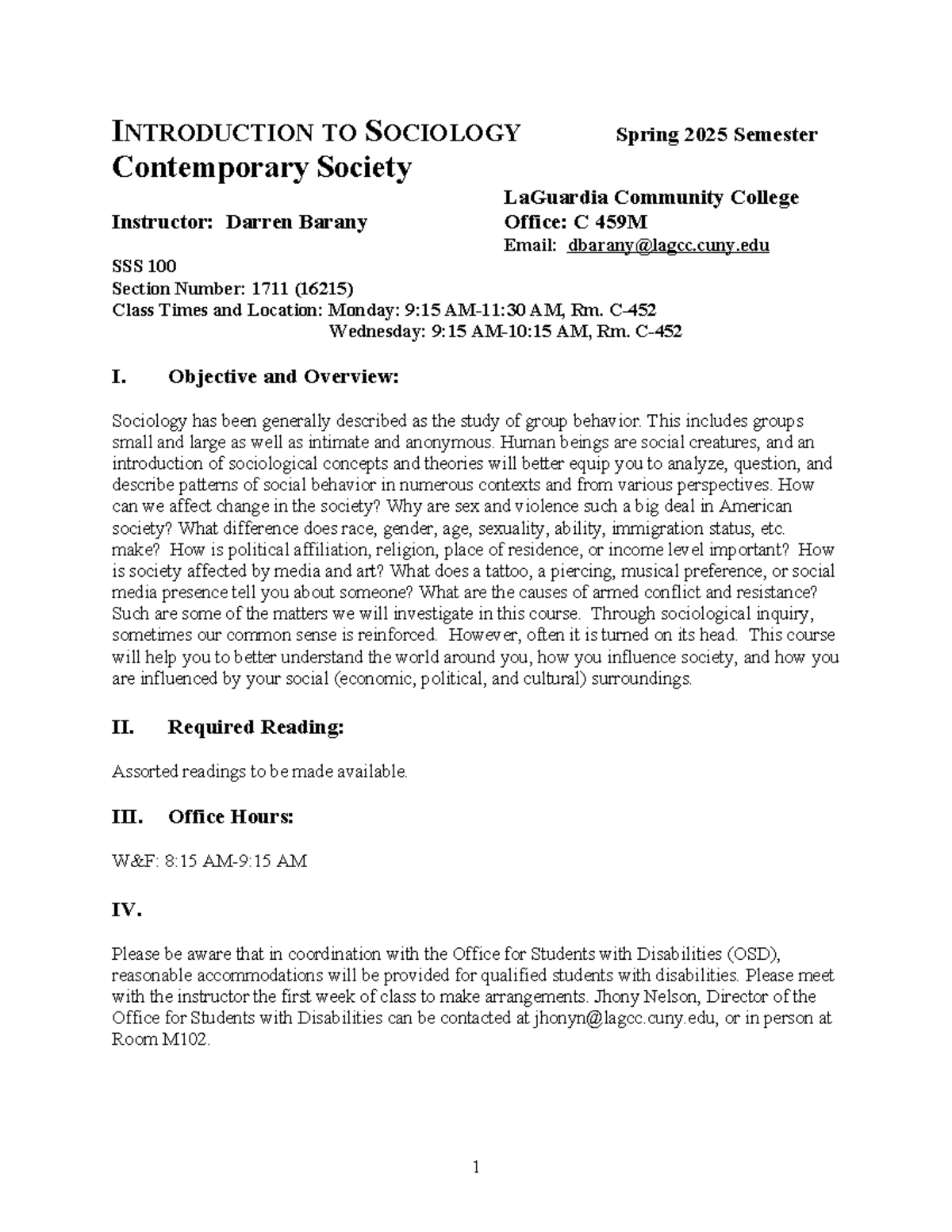 Sociology 101 - Course Outline for Spring 2025 (S 25 1711) - Studocu