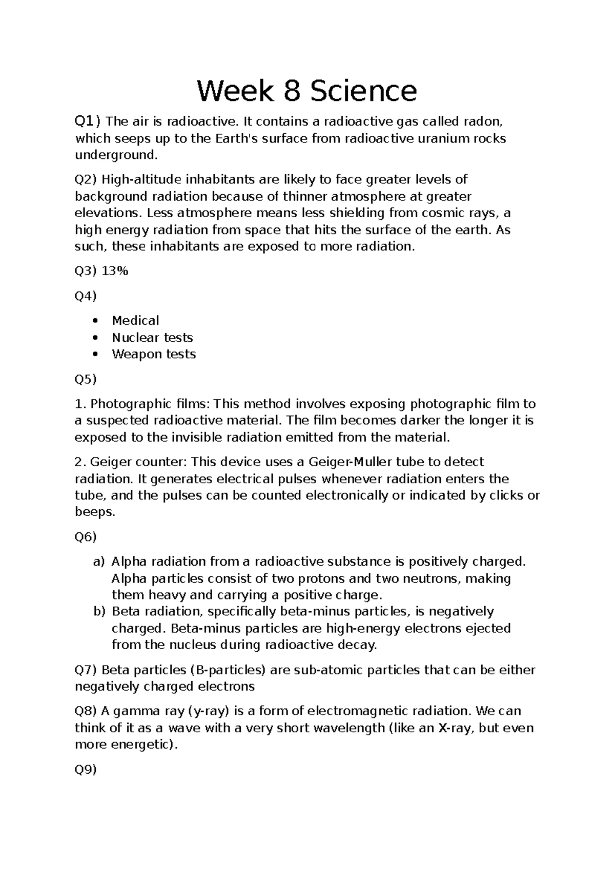 Maths Week 8 Exercises and Solutions - Studocu