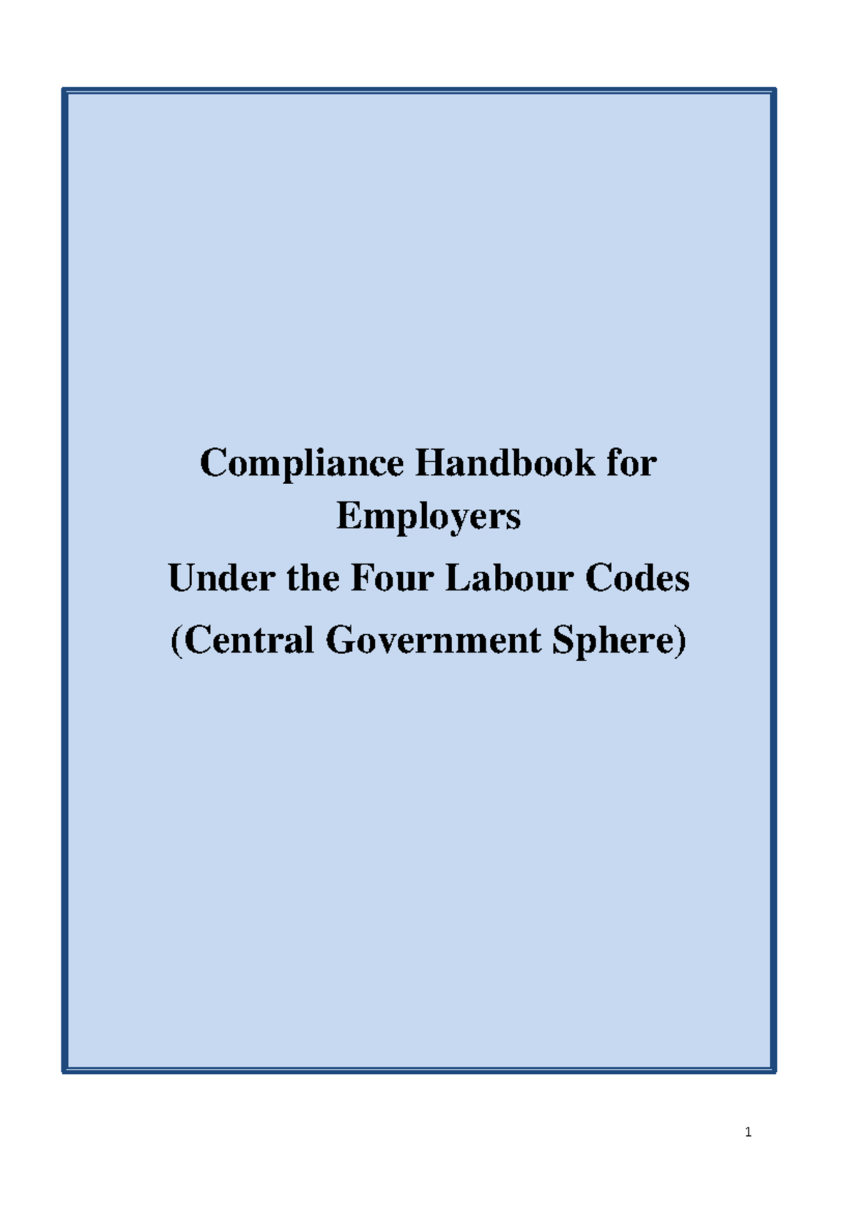 Compliance Handbook for Employers: Four Labour Codes Overview - Studocu