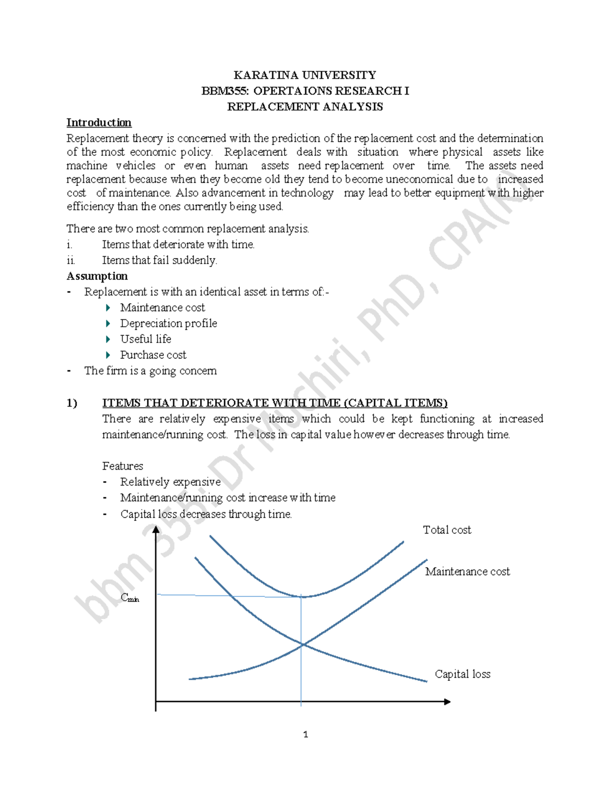 Replacement 355 6 - Good - KARATINA UNIVERSITY BBM355: OPERTAIONS ...