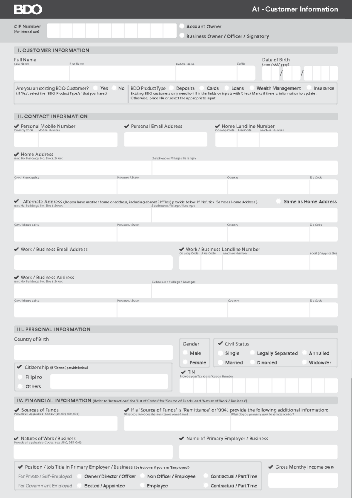 Final PL Form: Customer Info & Financial Details Guide - Studocu