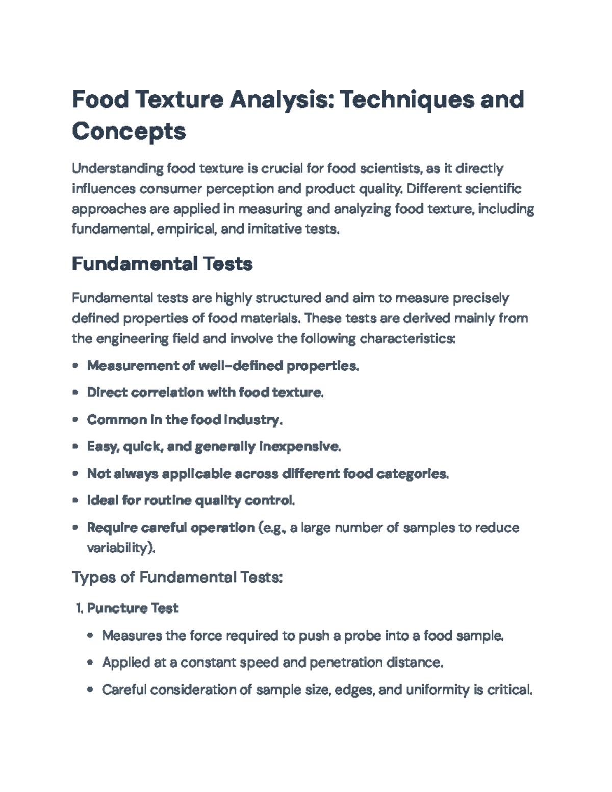 Food Texture Analysis: Fundamental, Empirical, and Imitative Tests ...