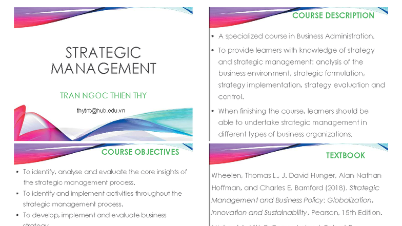 Strategic Management Course Overview (BUS 101) - Studocu