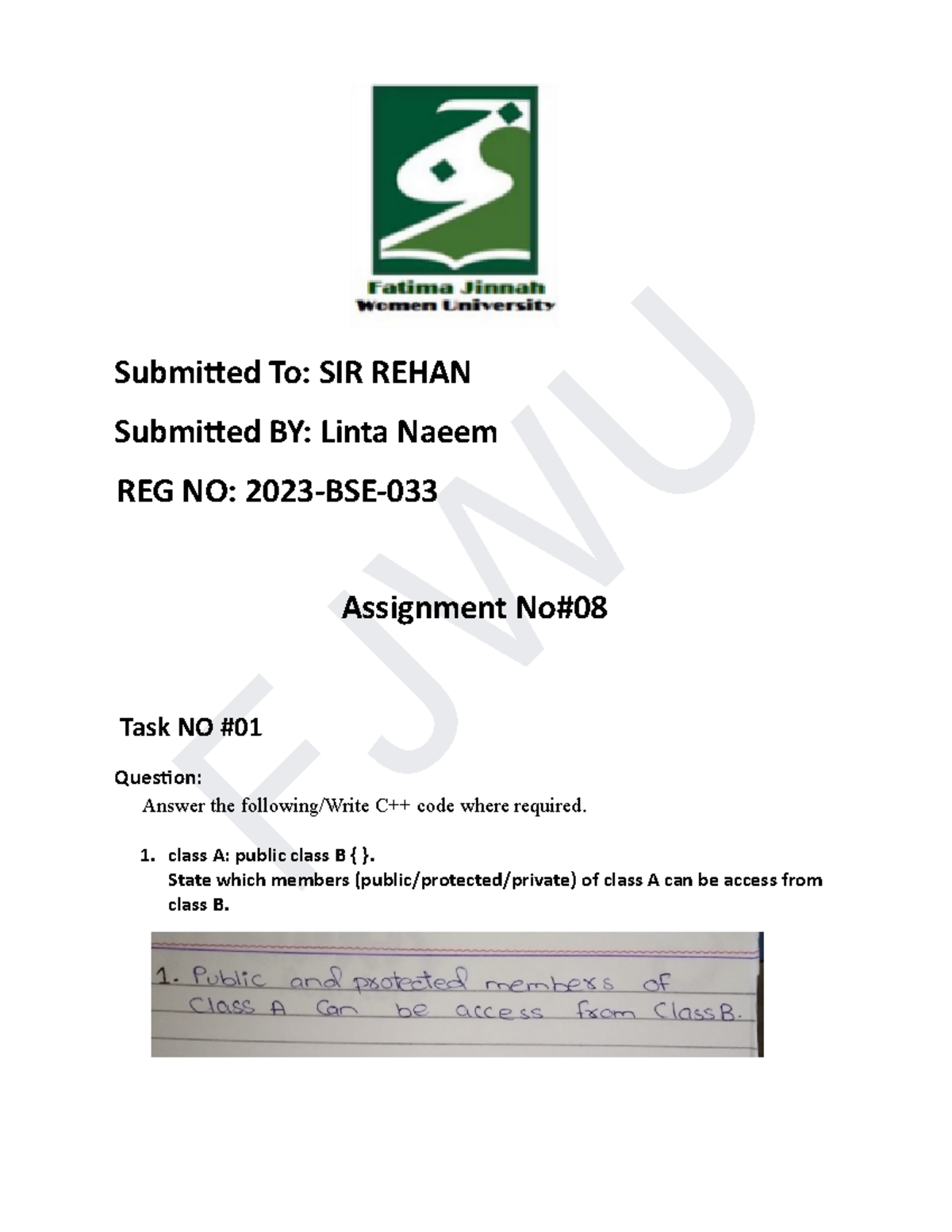 OOP Assignment 08: Class Inheritance and Constructor Implementation ...