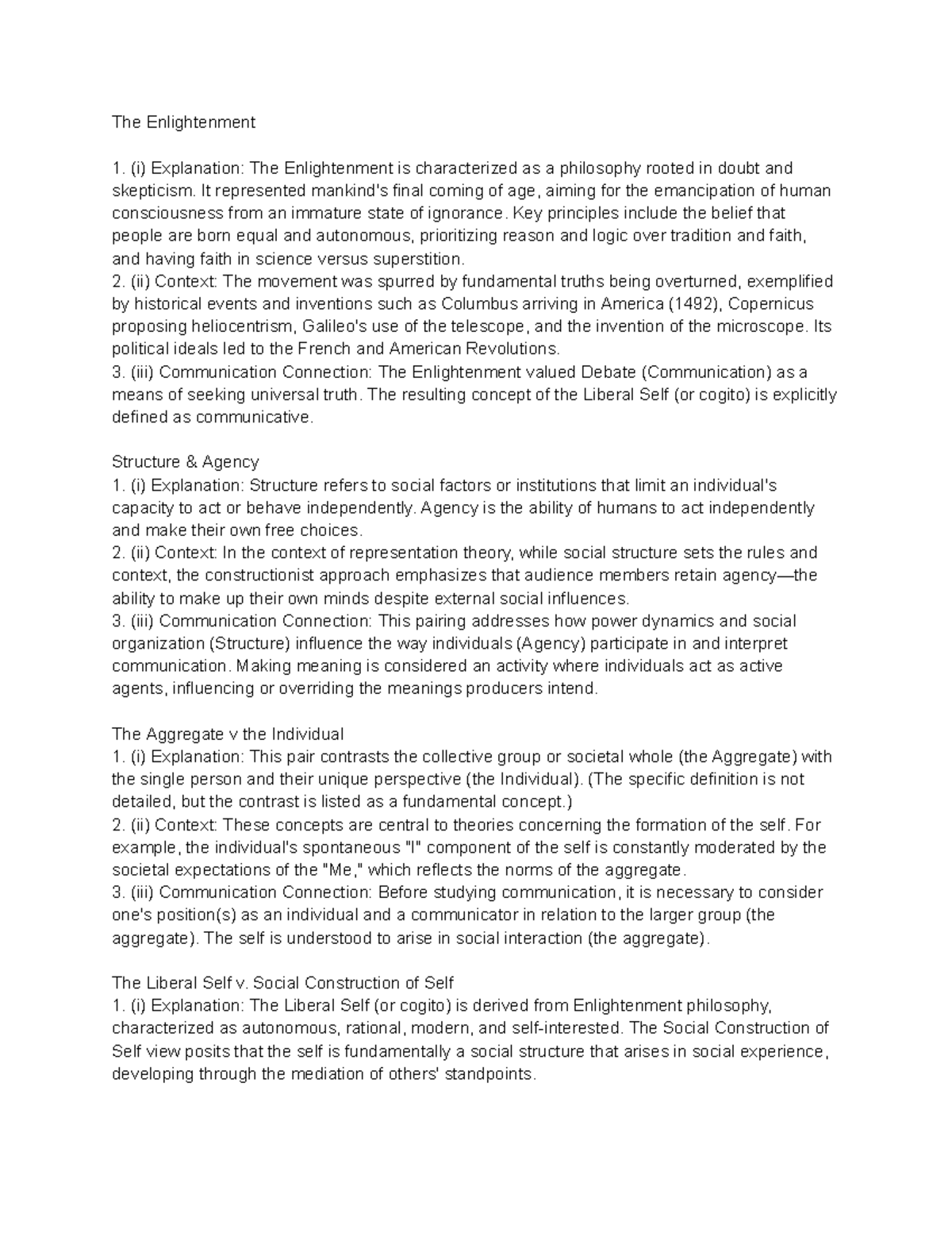 Lecture Notes on The Enlightenment and Social Theories - Studocu