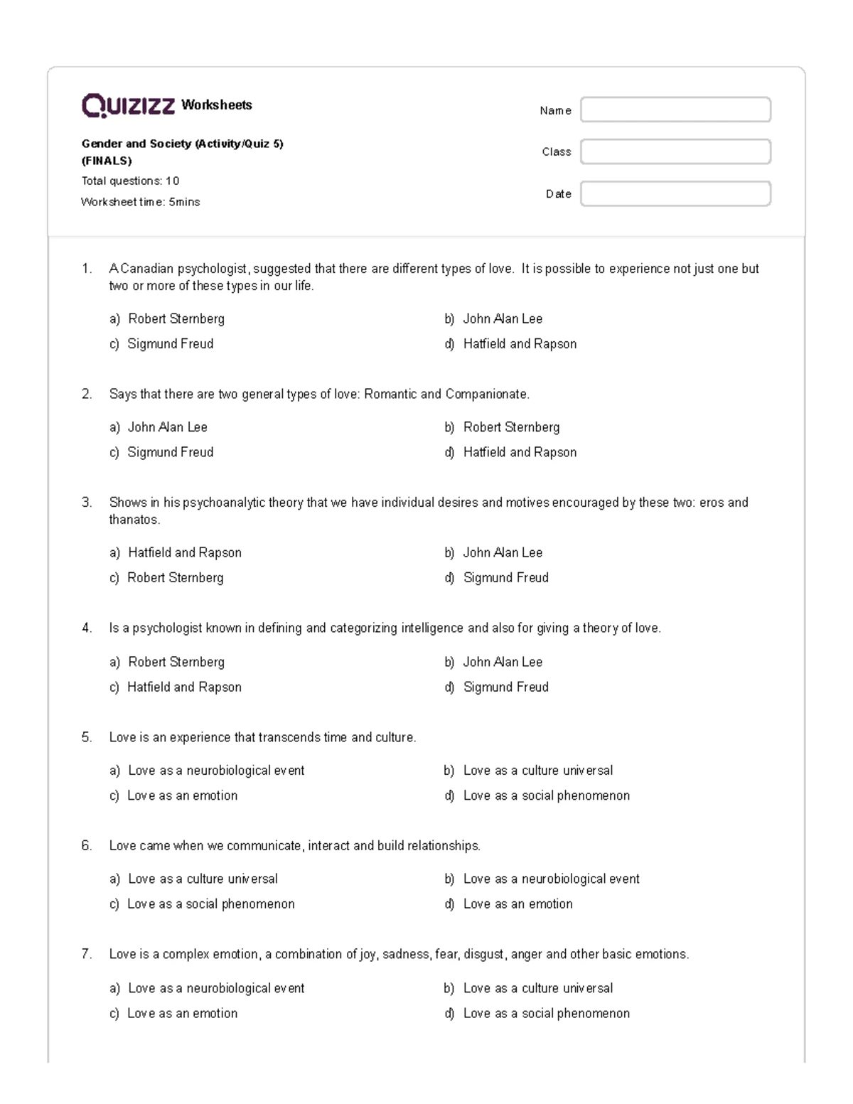 Gender and Society (GEND 3) Midterm Exam Worksheet - Studocu