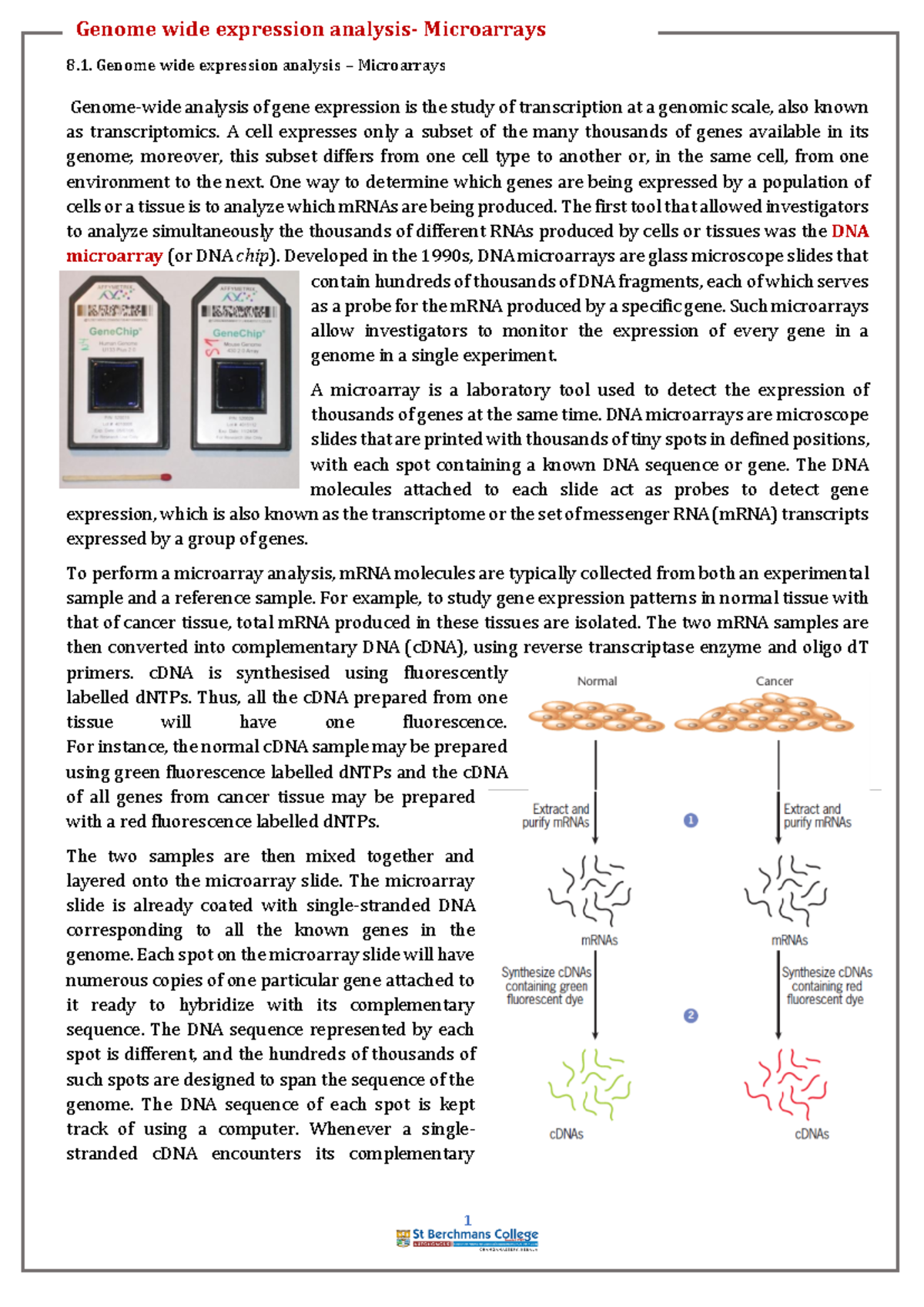 Microarrays: GW Analysis of Gene Expression and Hybridization ...