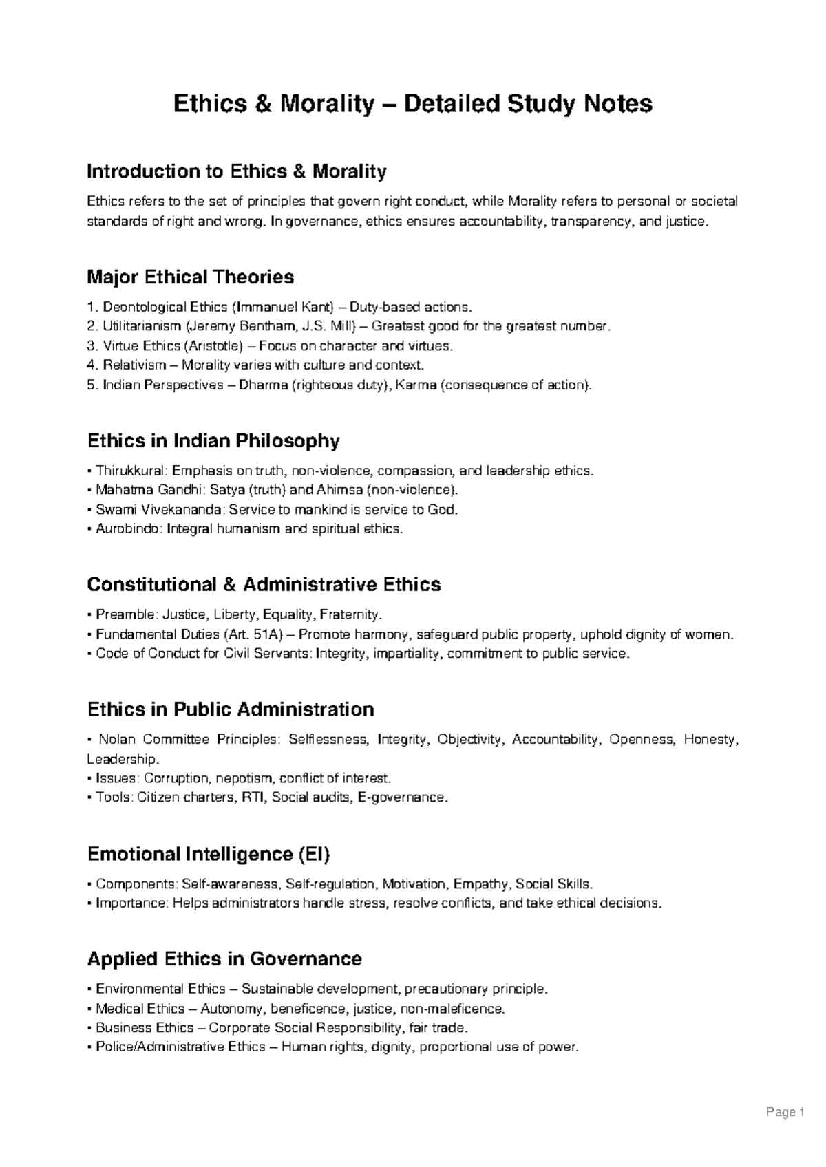 Ethics & Morality Study Notes: Key Theories & Applications - Studocu