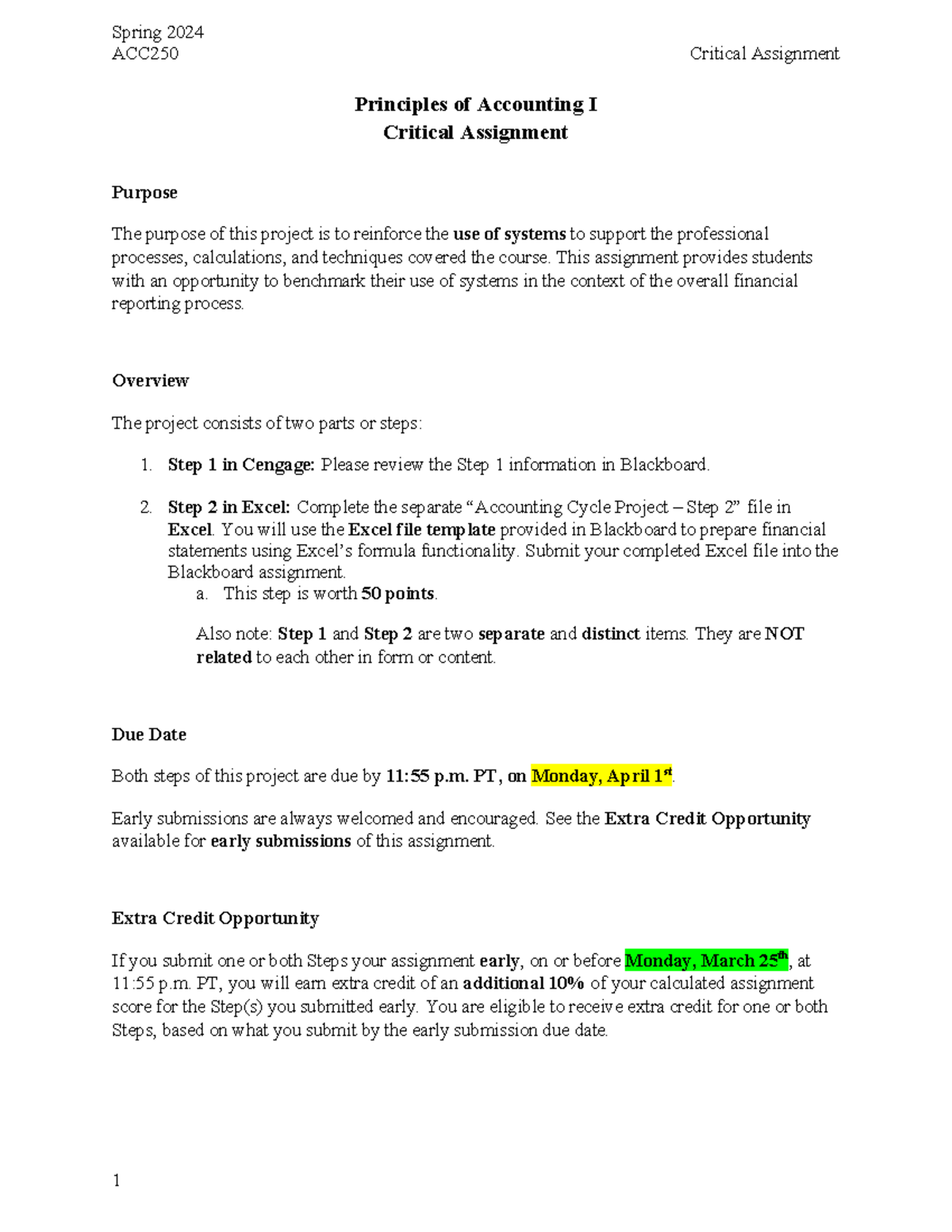 ACC250 - SP24 - Critical Assignment Overview and Guidelines - Studocu