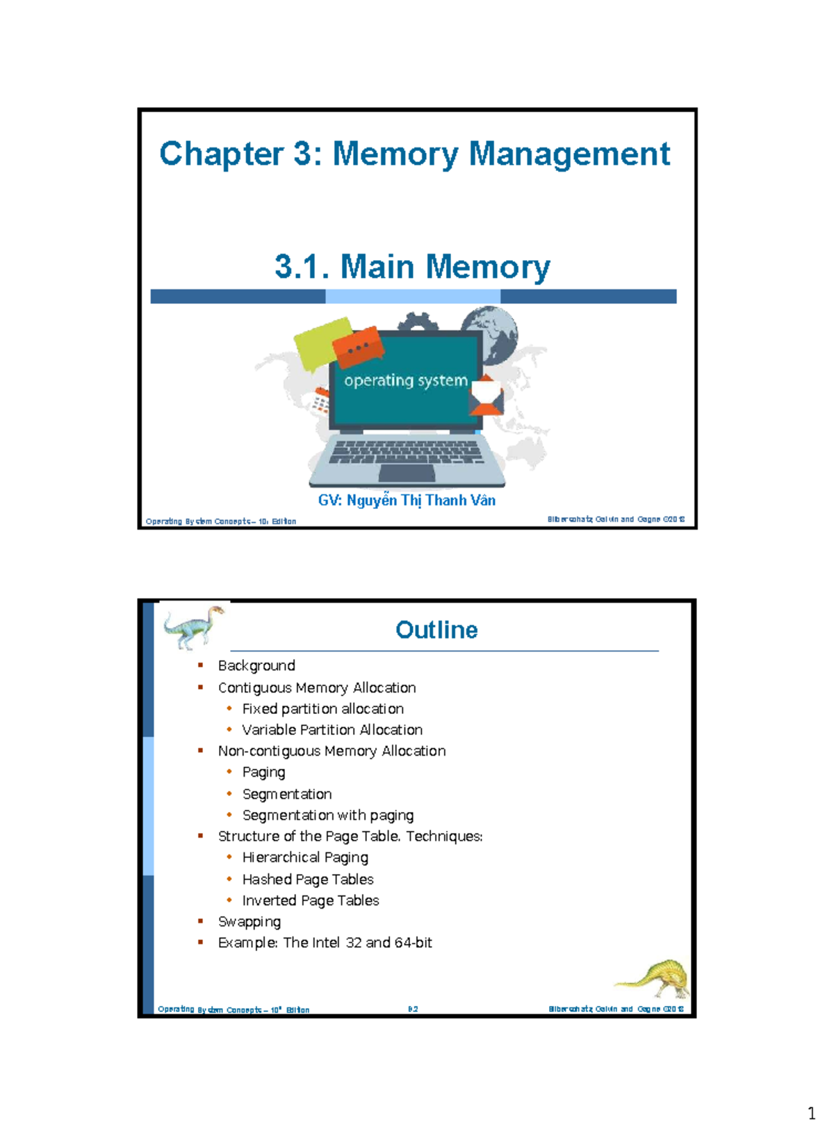 Chapter 3.1: Main Memory Management Techniques - OS Concepts 10th Ed ...