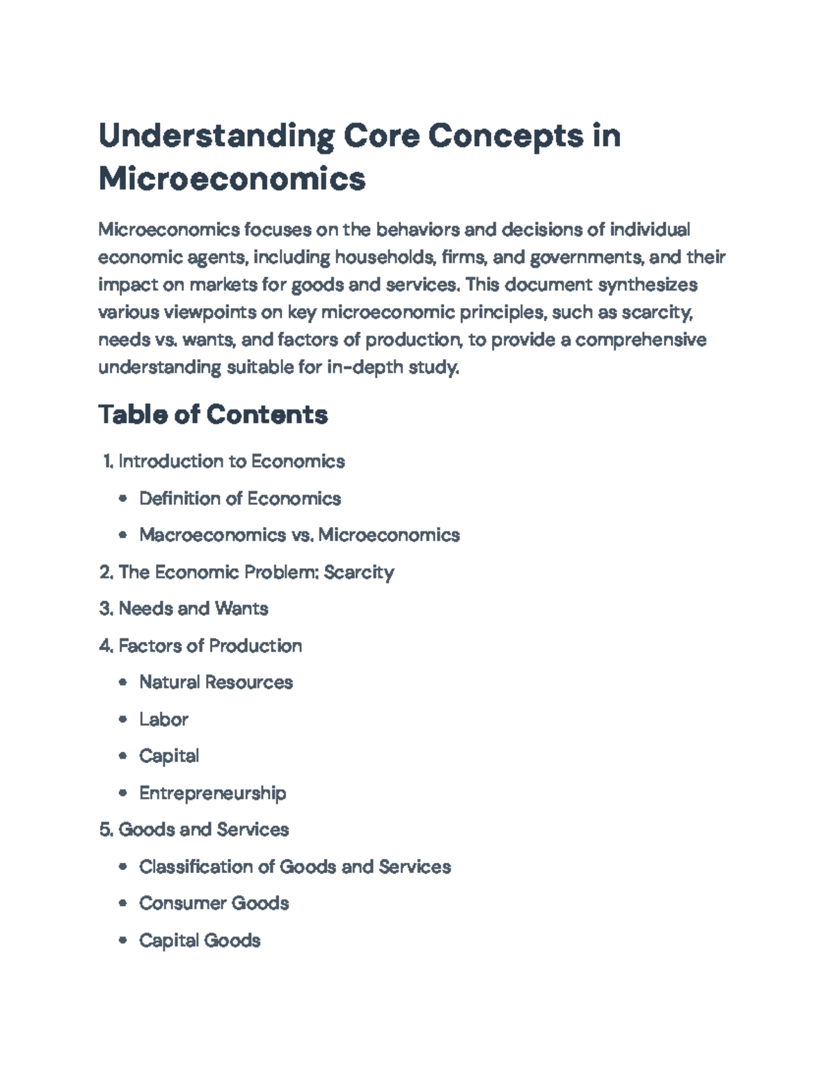 Microeconomics Concepts Overview: Key Principles and Factors of ...