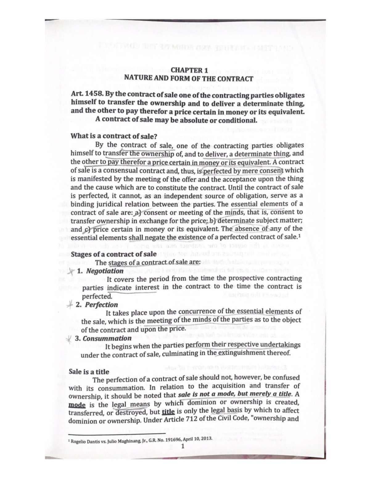 RFBT-CHP: Nature and Form of the Contract - Chapter 1 Overview - Studocu