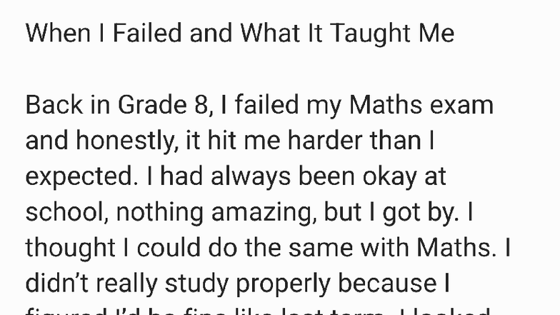 It's Not the End: Lessons from Failing Maths Exam 250729 - Studocu