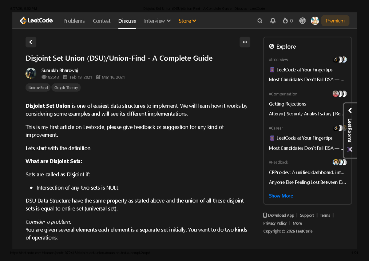 DSU 82543: Disjoint Set Union Notes for LeetCode Problems - Studocu