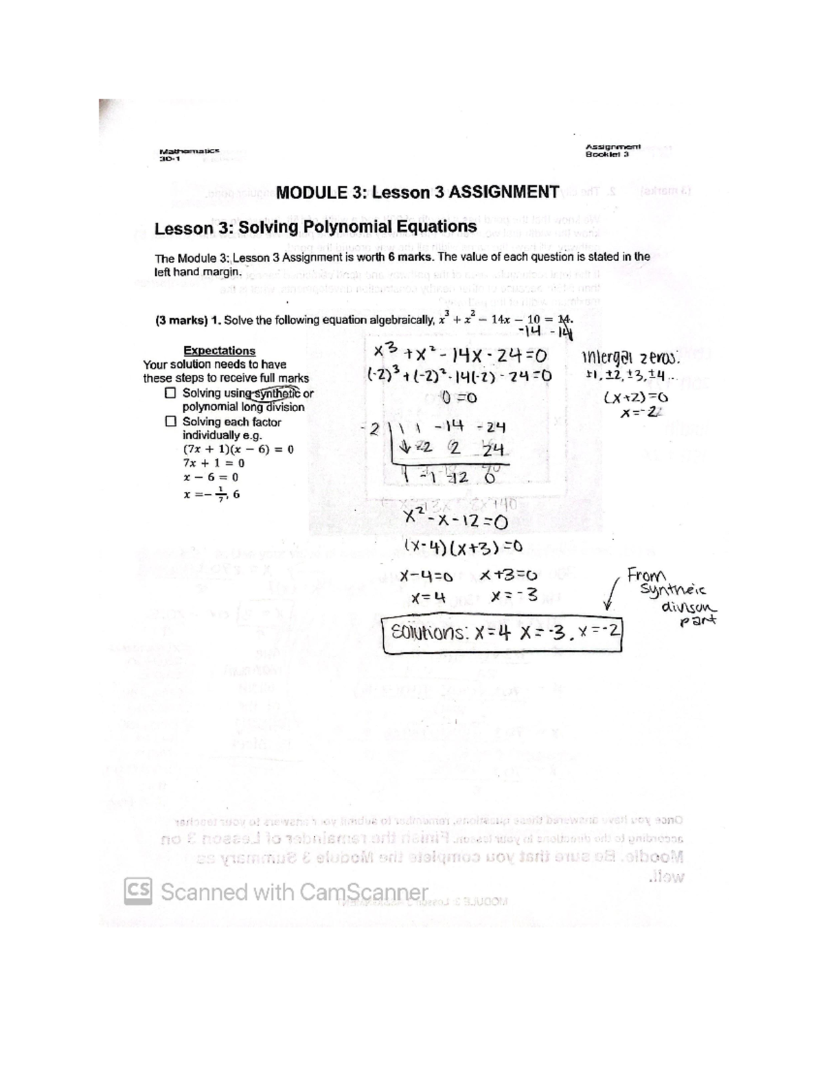 MTH101 Module 3 Lesson 3 Assignment: Solving Polynomial Equations - Studocu