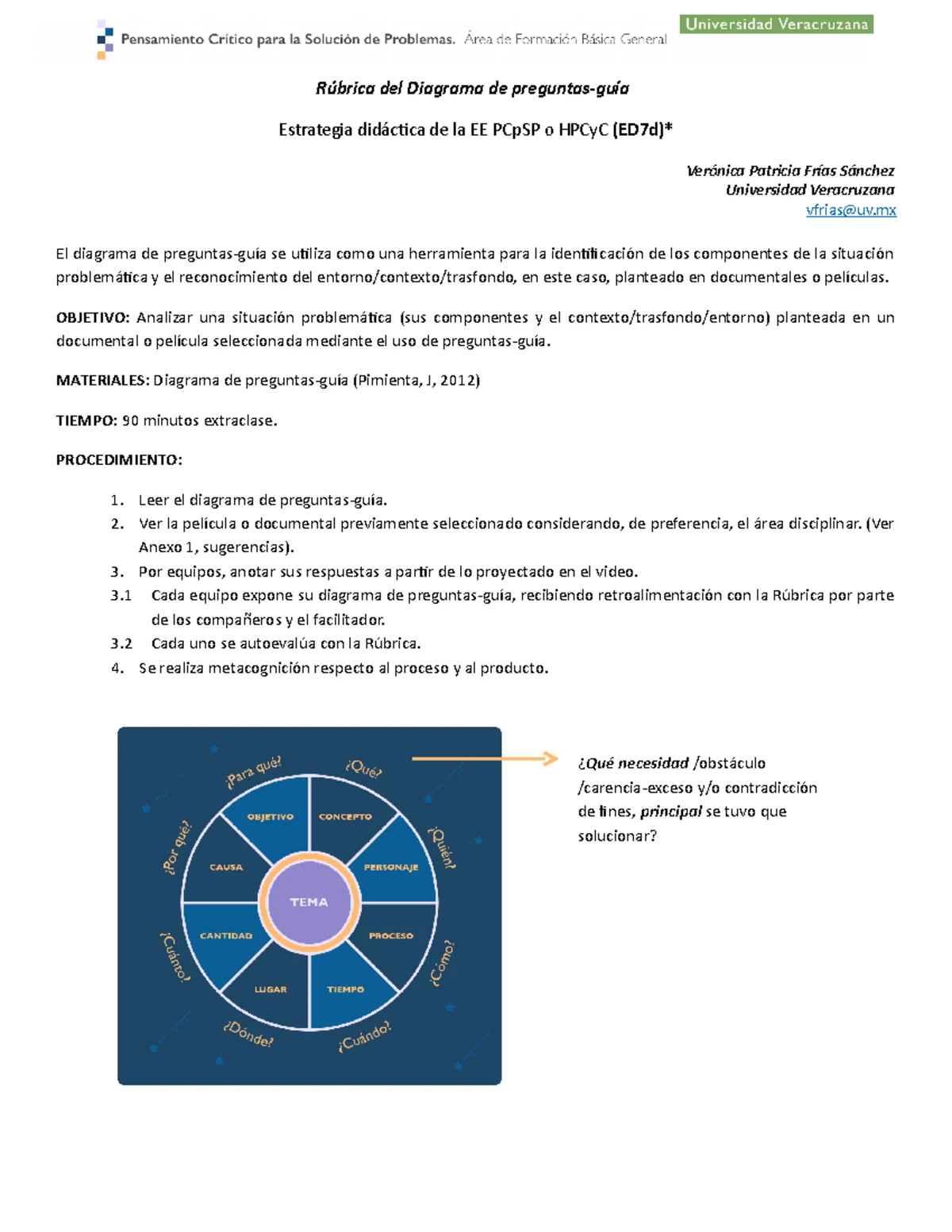 Rubrica del Diagrama de preguntas VF ED7 - Rúbrica del Diagrama de ...