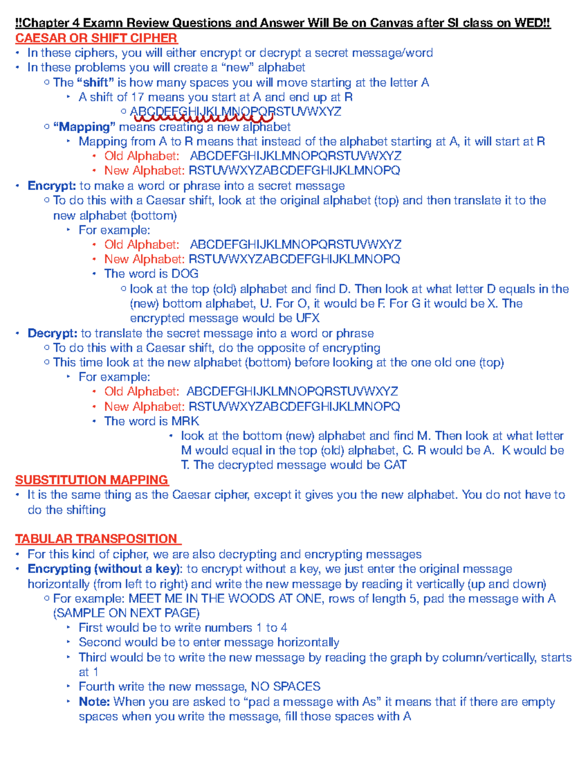 Cheat Sheet for Chapter 4 - !!Chapter 4 Examn Review Questions and ...