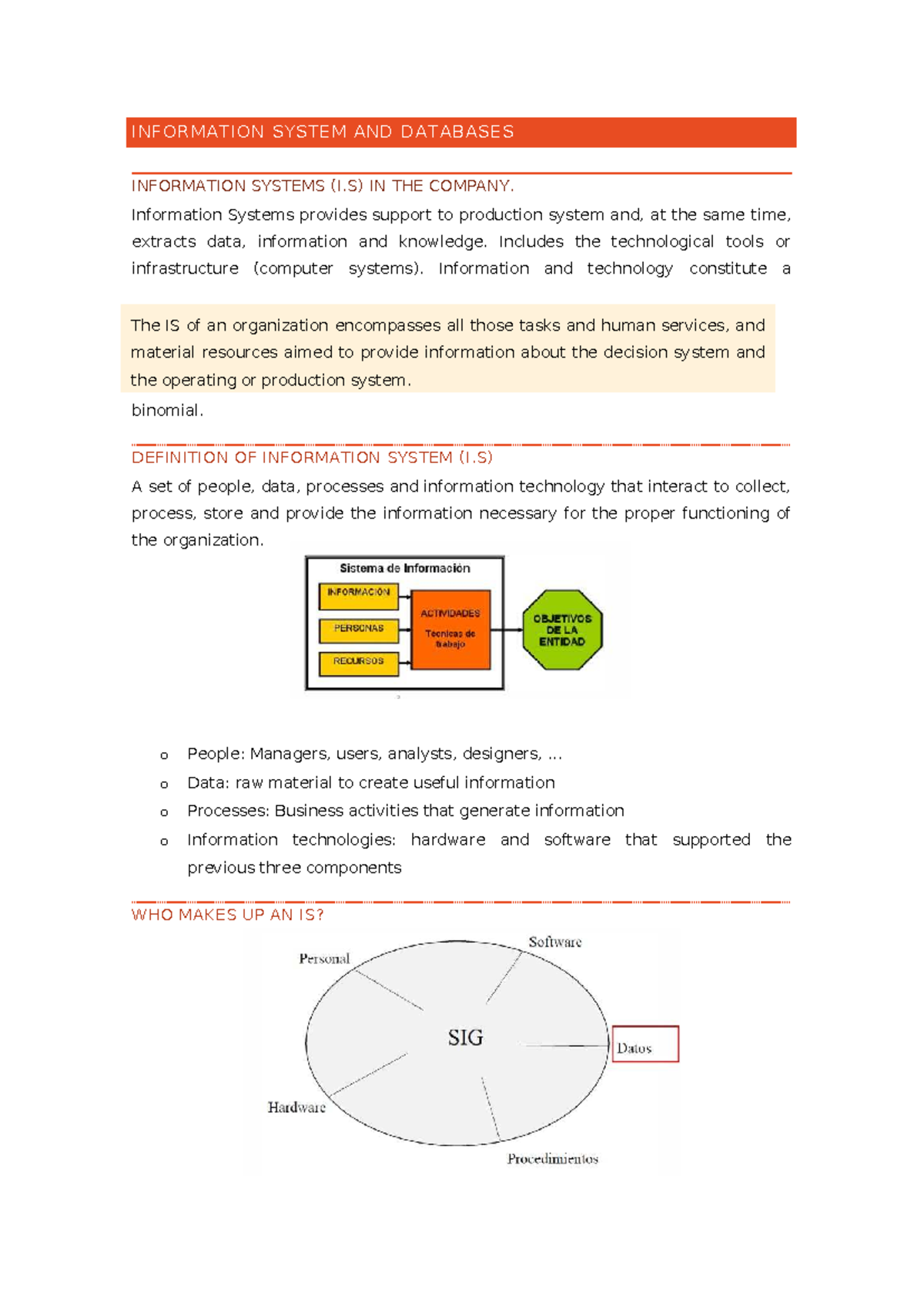 Topic 3: Information Systems & Databases (I.S) Overview and Structure ...