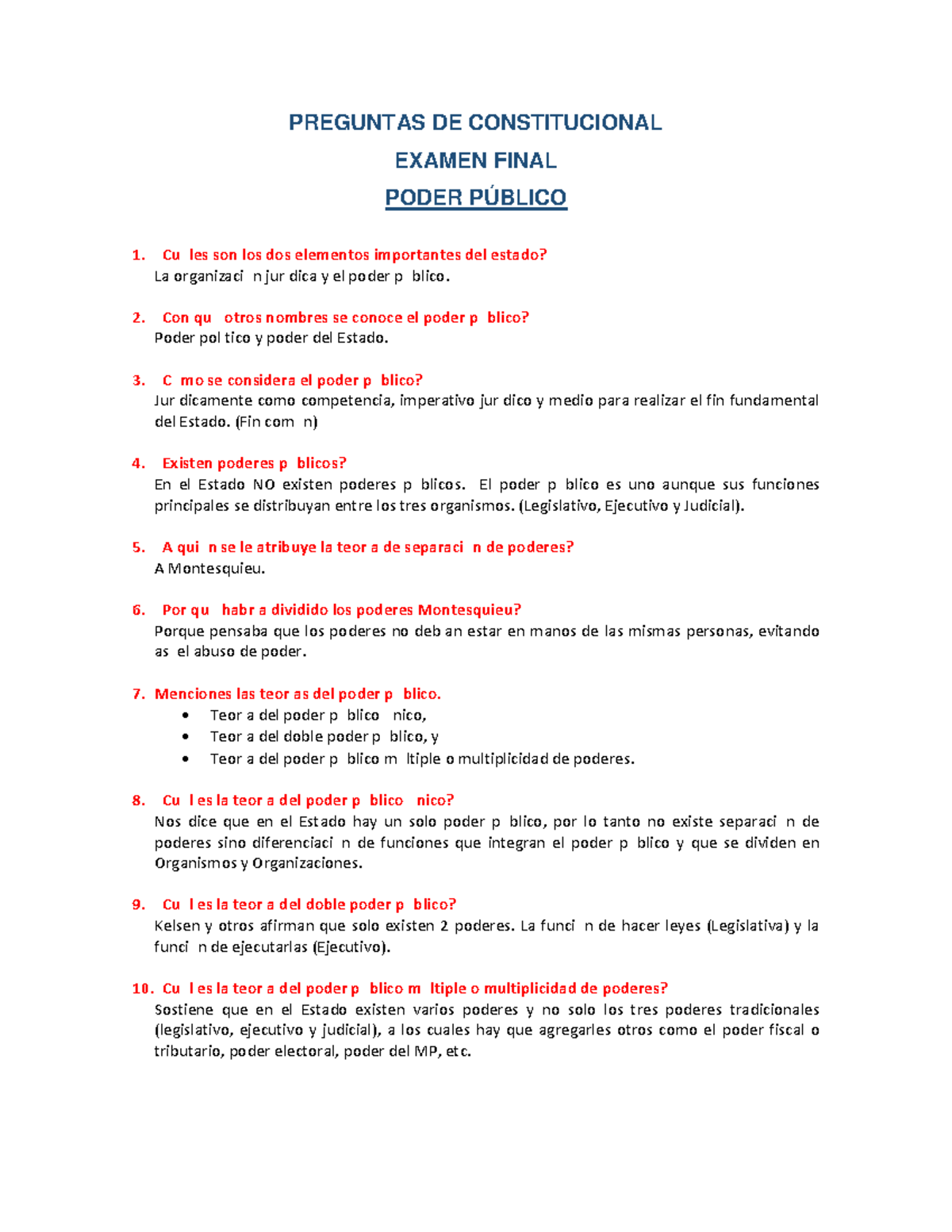 Preguntas de Constitucional Examen Final 227941777 III Semestre - Studocu