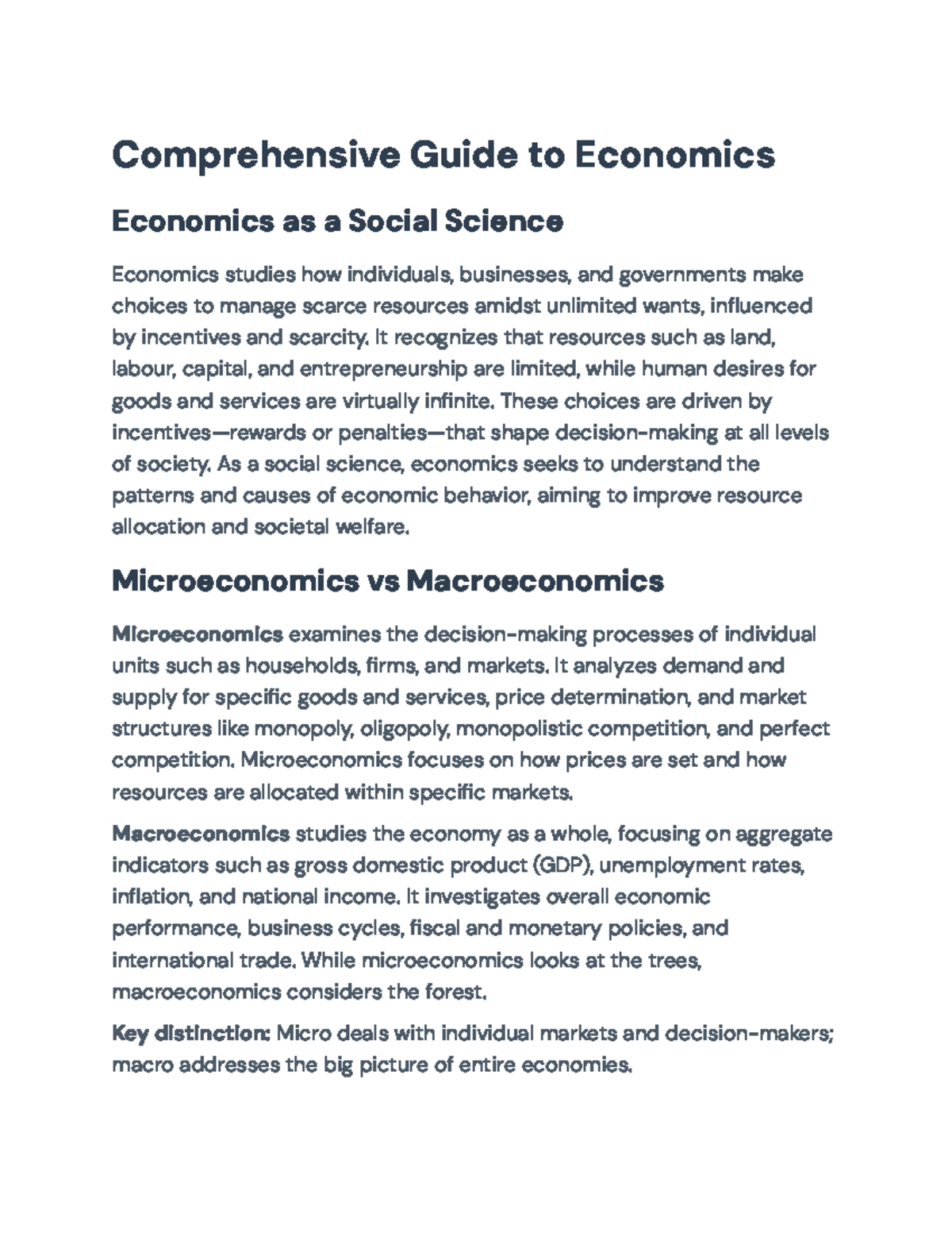 ECO 101: Comprehensive Overview of Economic Principles and Systems ...