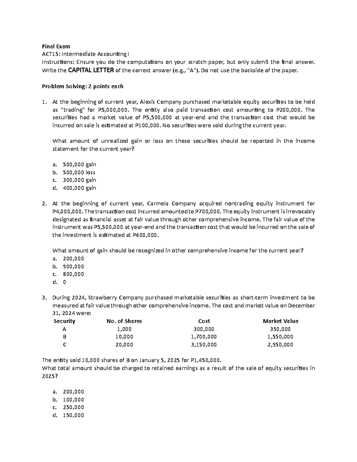 ACT15 Intermediate Accounting I - Final Exam Notes - Studocu