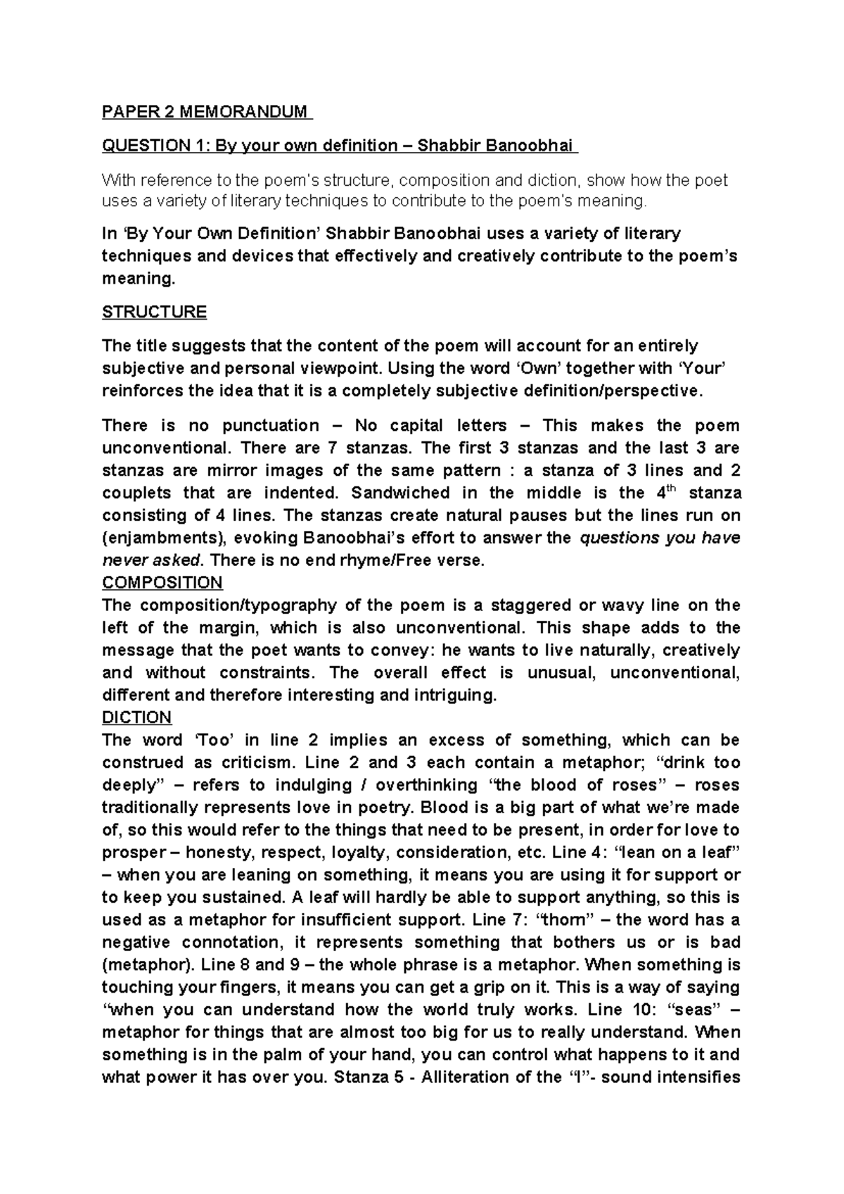 ATS Paper 2 MEMO 2024: Analysis of Poetry & The Mark Novel Insights ...