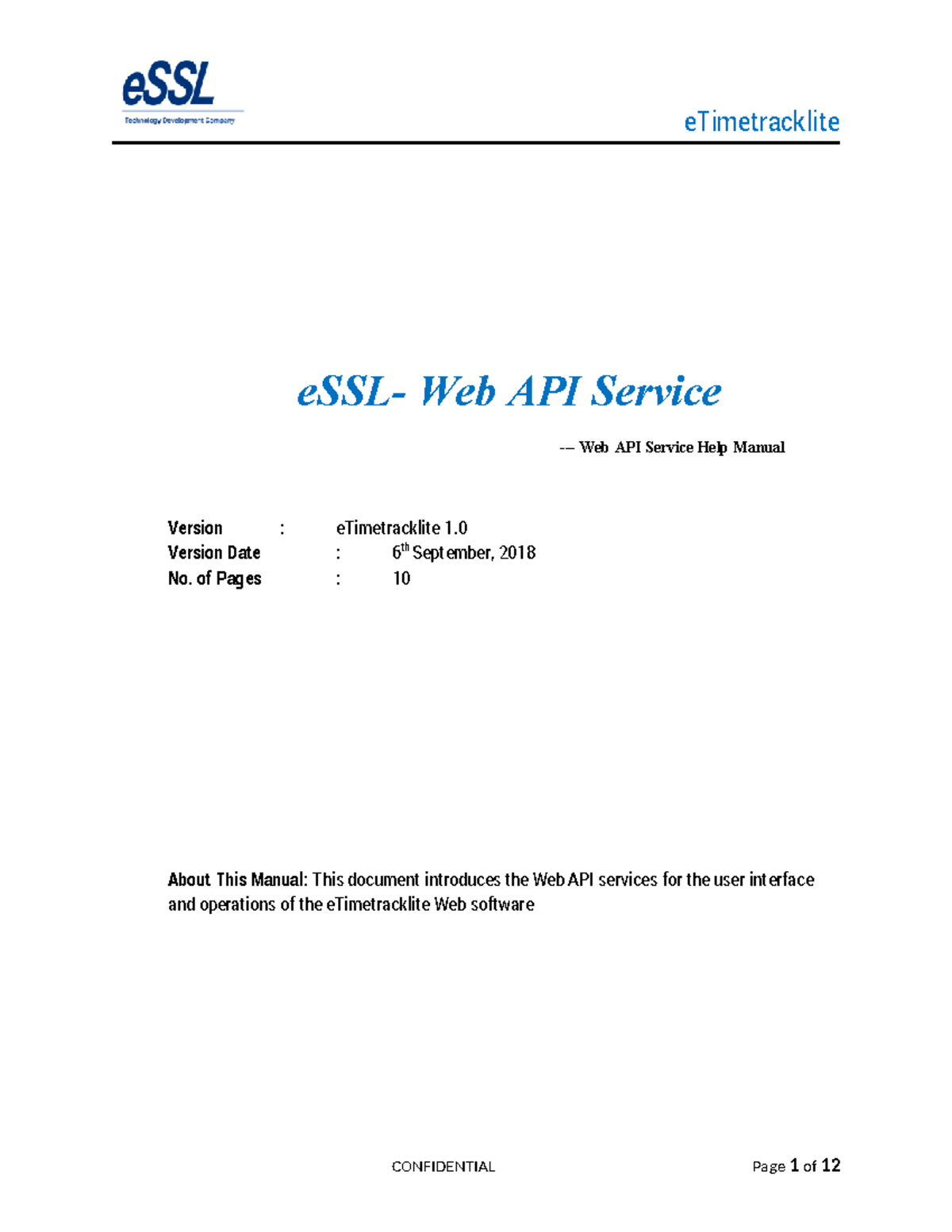 eSSL Web API Service Help Manual (Version: eTimetracklite 1) - Studocu