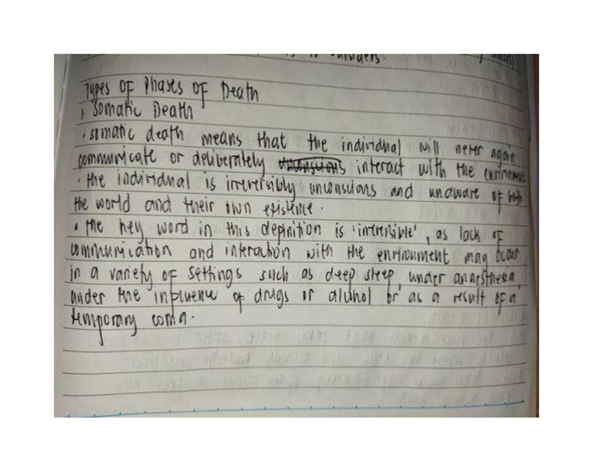Phases of Death: Somatic and Molecular - Recitation Week 5 Notes - Studocu