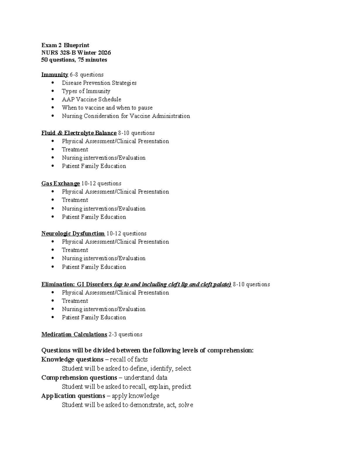 NURS 328-B Exam 2 Blueprint: Immunity & Disease Prevention Strategies ...