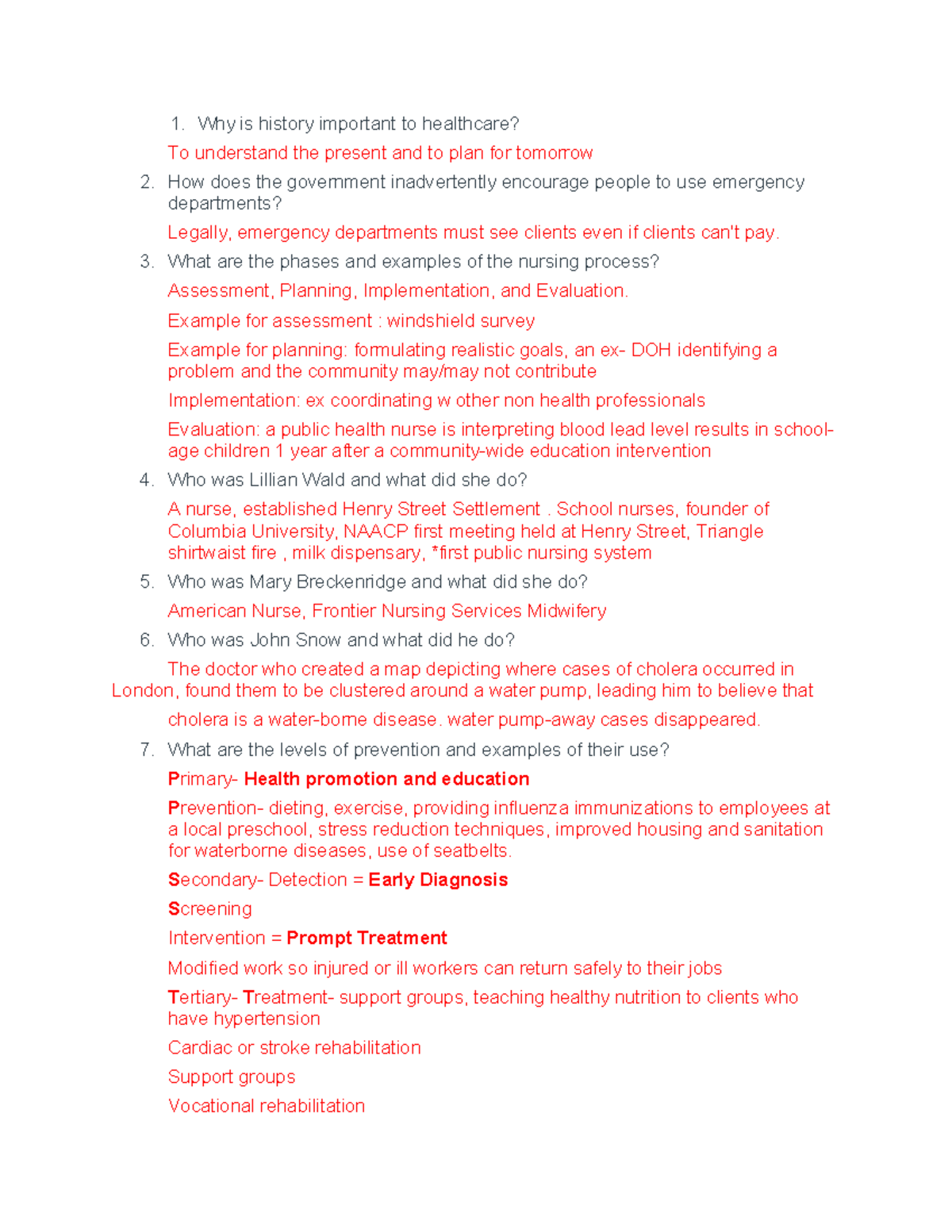 NUR 101 Community Exam 1 Review: Key Concepts & Important Figures - Studocu