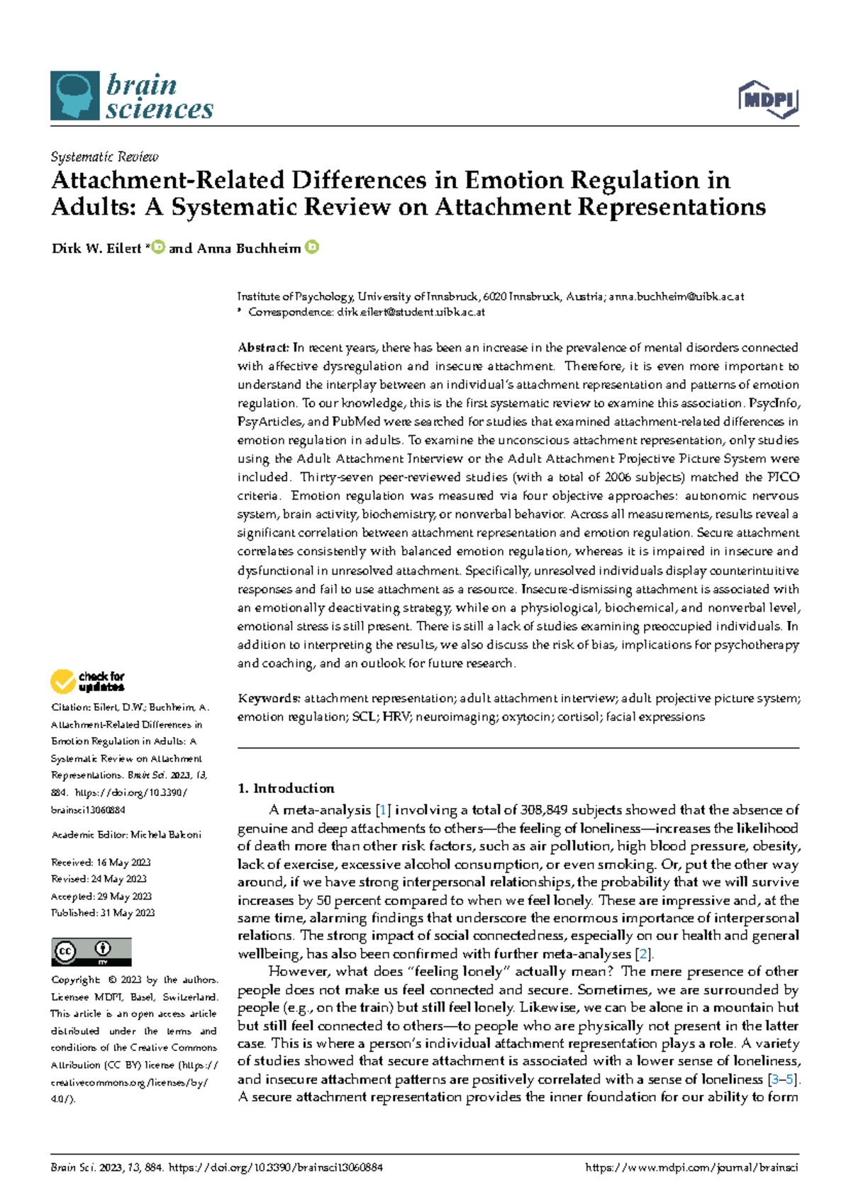 Brain Sci 2023: Systematic Review of Emotion Regulation & Attachment ...